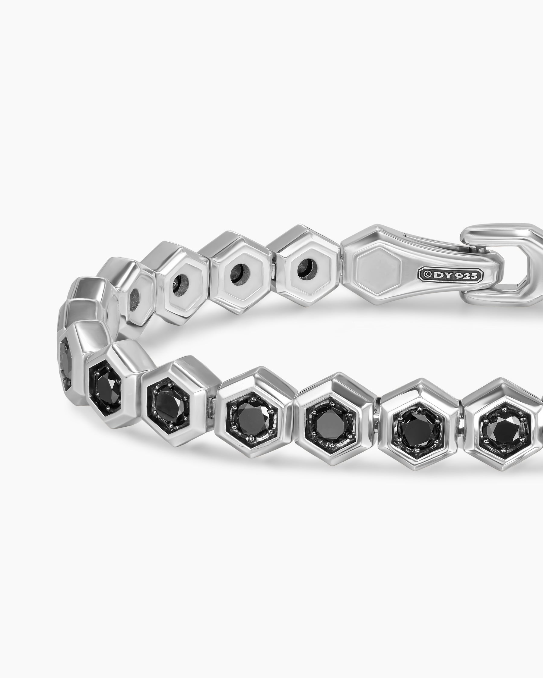Hex Pavé Tennis Bracelet in Sterling Silver with Black Diamonds, 8mm - Image 5