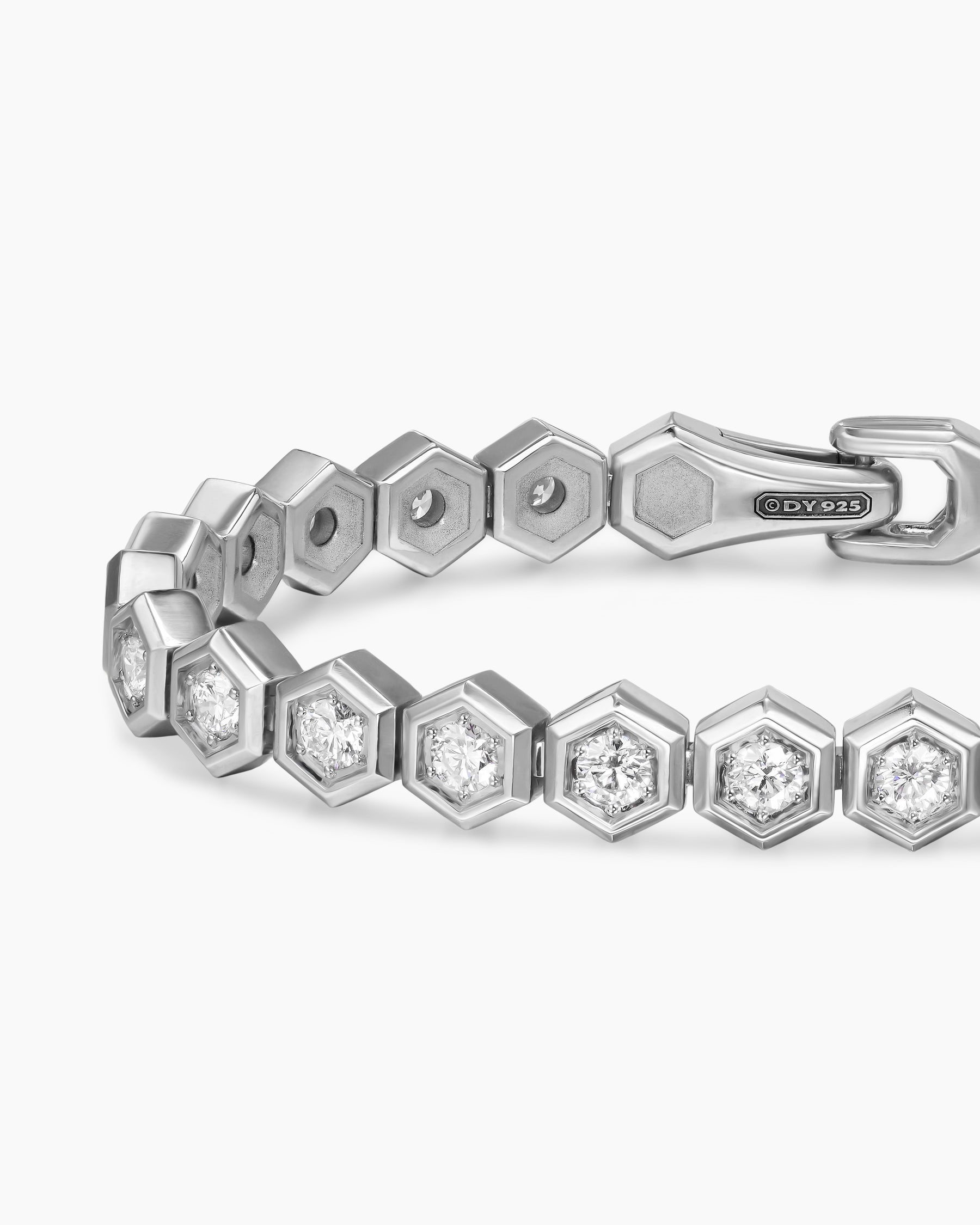 Hex Pavé Tennis Bracelet in Sterling Silver with Diamonds, 8mm - Image 5