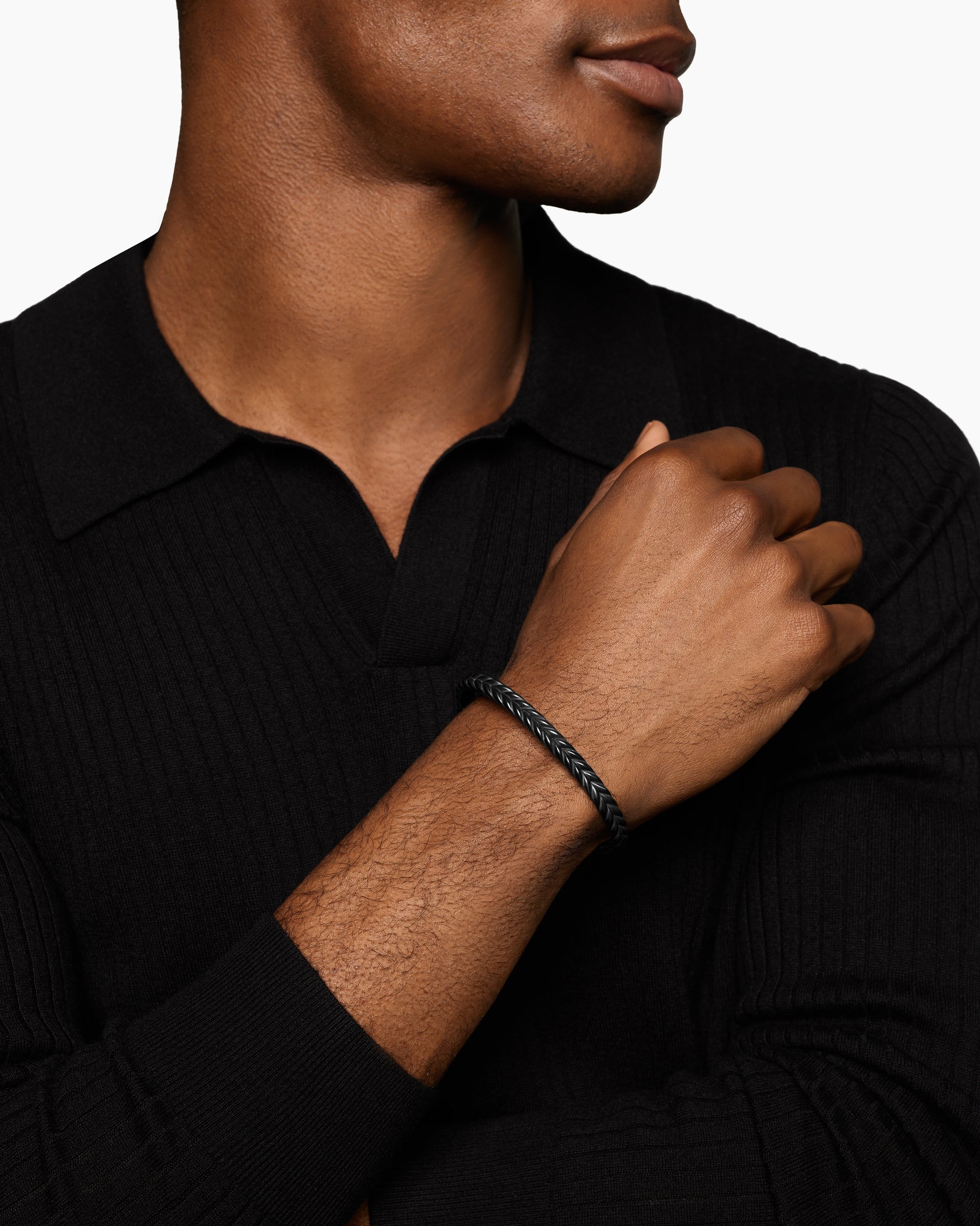 Alternative view of Chevron Flex Bracelet in Black Titanium, 6.4mm