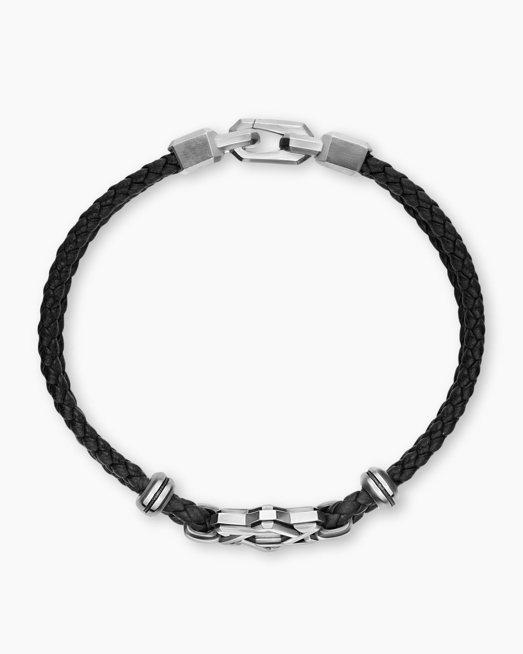 Alternative view of Streamline Star of David Bracelet in Black Leather with Sterling Silver, 6mm