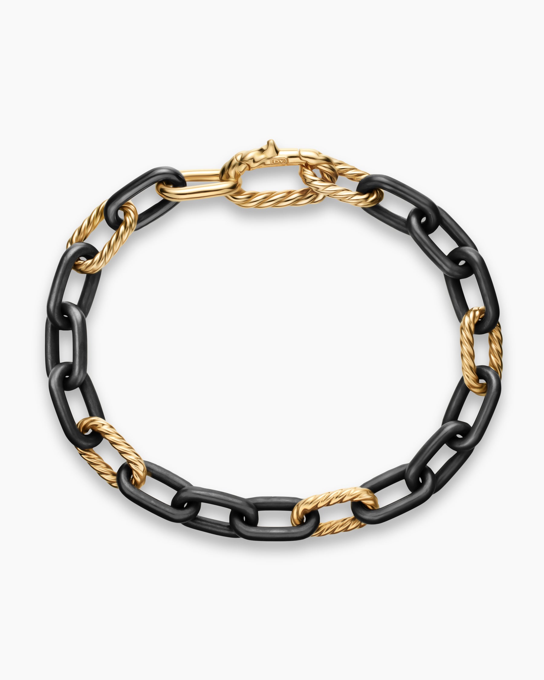 Alternative view of DY Madison Chain Bracelet in Black Titanium with 18K Yellow Gold, 8.5mm