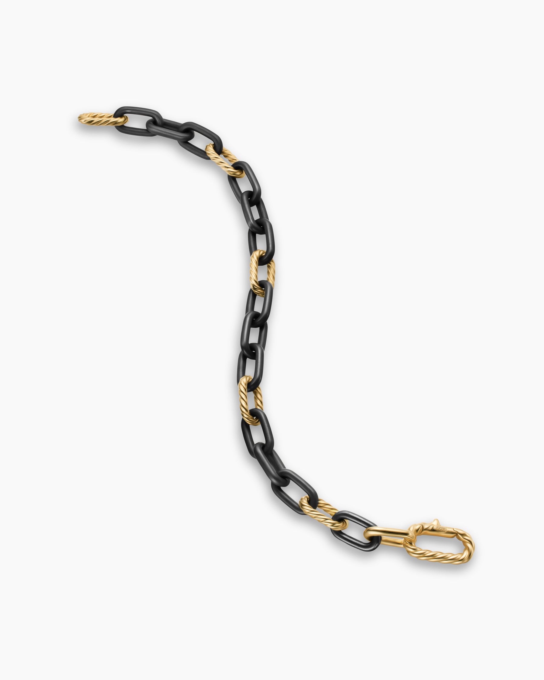 DY Madison Chain Bracelet in Black Titanium with 18K Yellow Gold, 8.5mm - Image 3