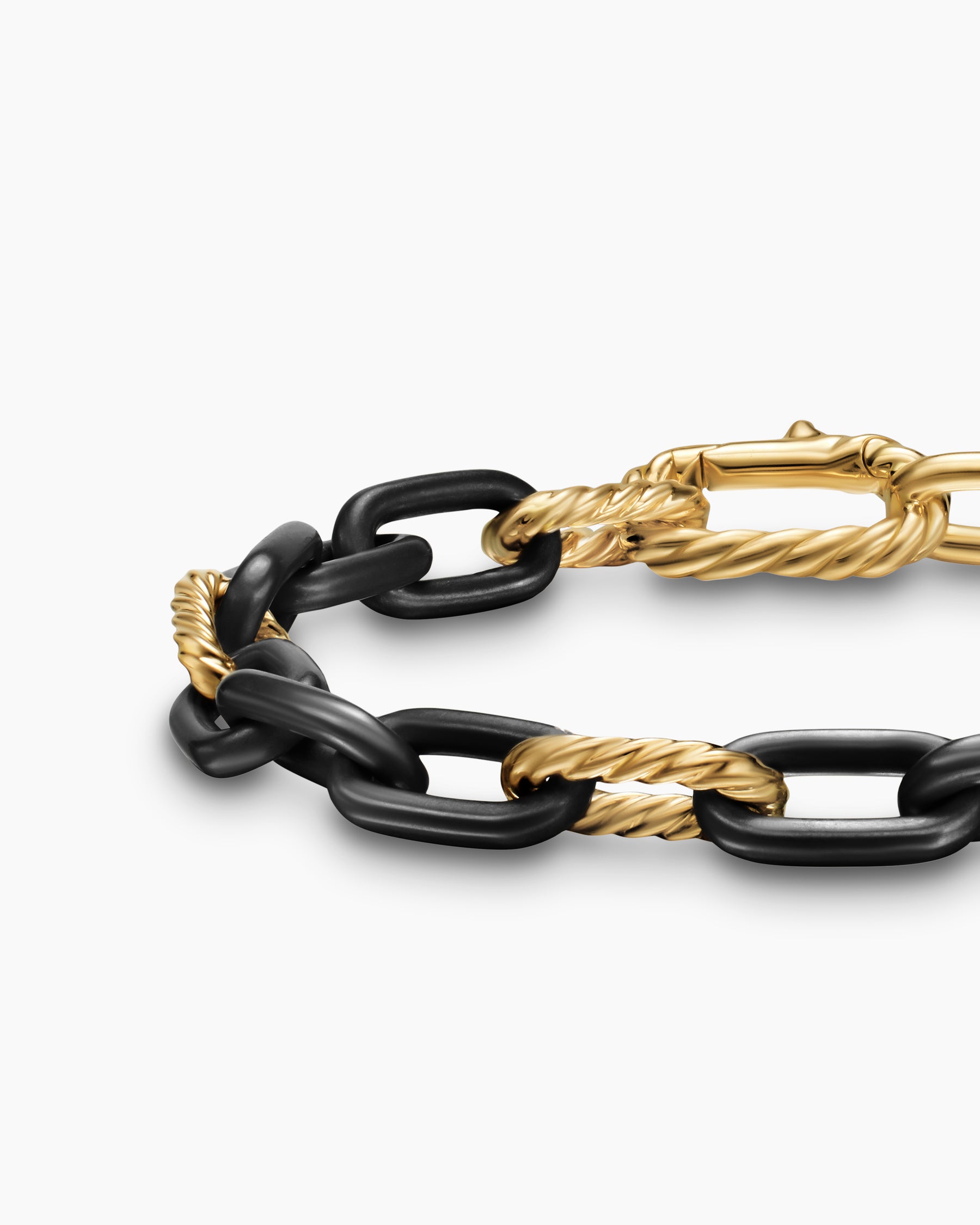 DY Madison Chain Bracelet in Black Titanium with 18K Yellow Gold, 8.5mm - Image 4