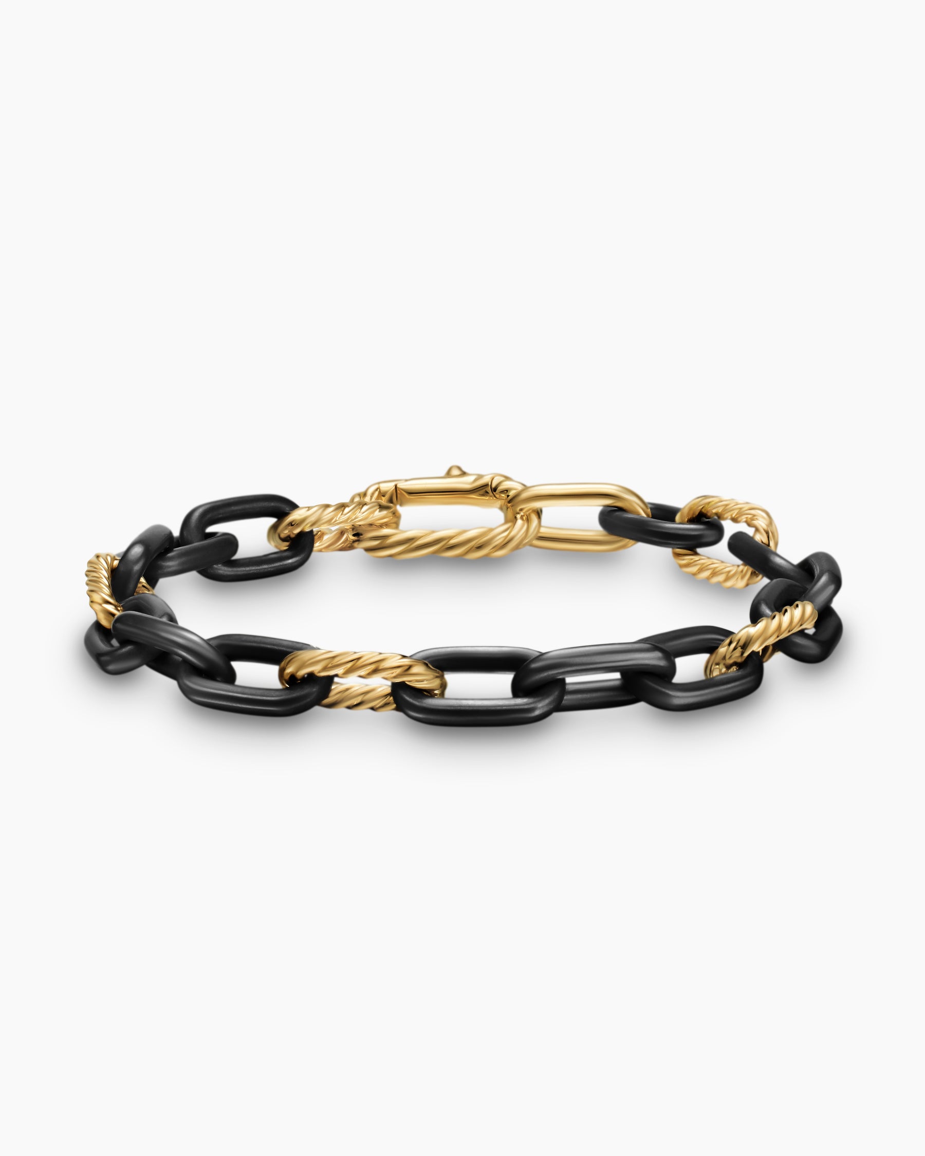 DY Madison Chain Bracelet in Black Titanium with 18K Yellow Gold, 8.5mm