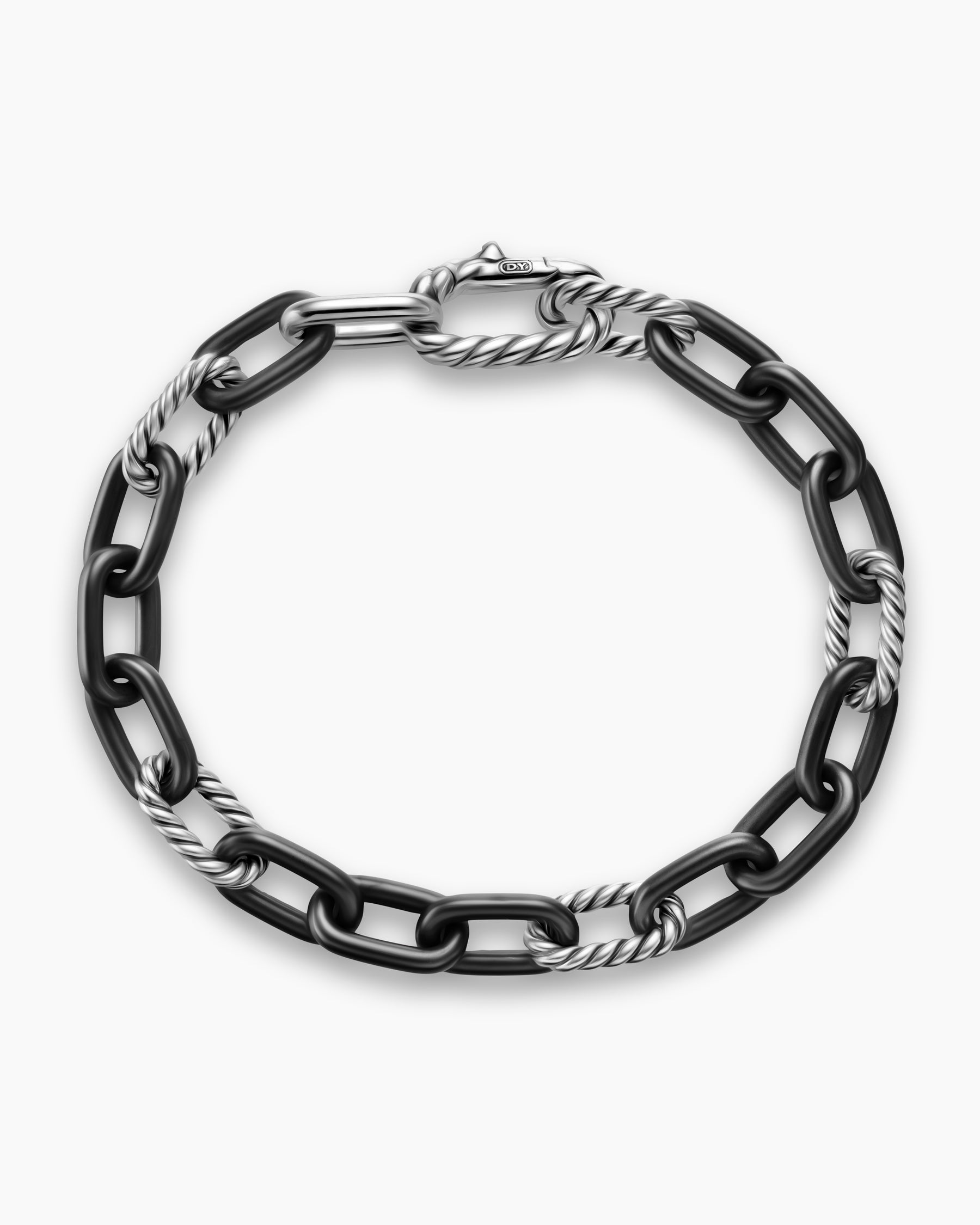 Alternative view of DY Madison Chain Bracelet in Black Titanium with Sterling Silver, 8.5mm