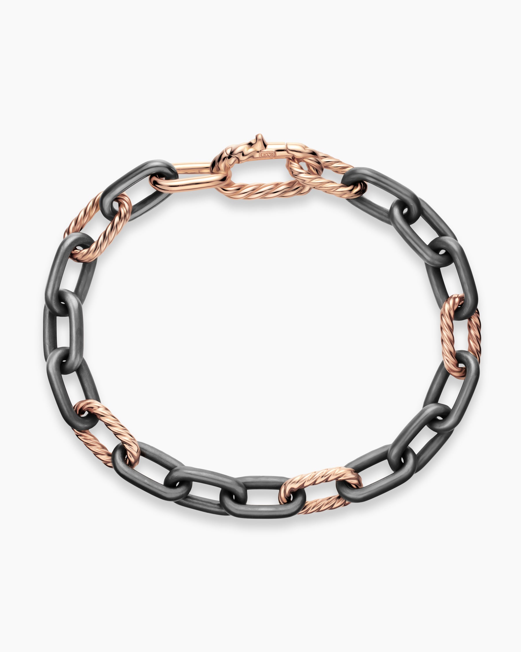 Alternative view of DY Madison Chain Bracelet in Grey Titanium with 18K Rose Gold, 8.5mm