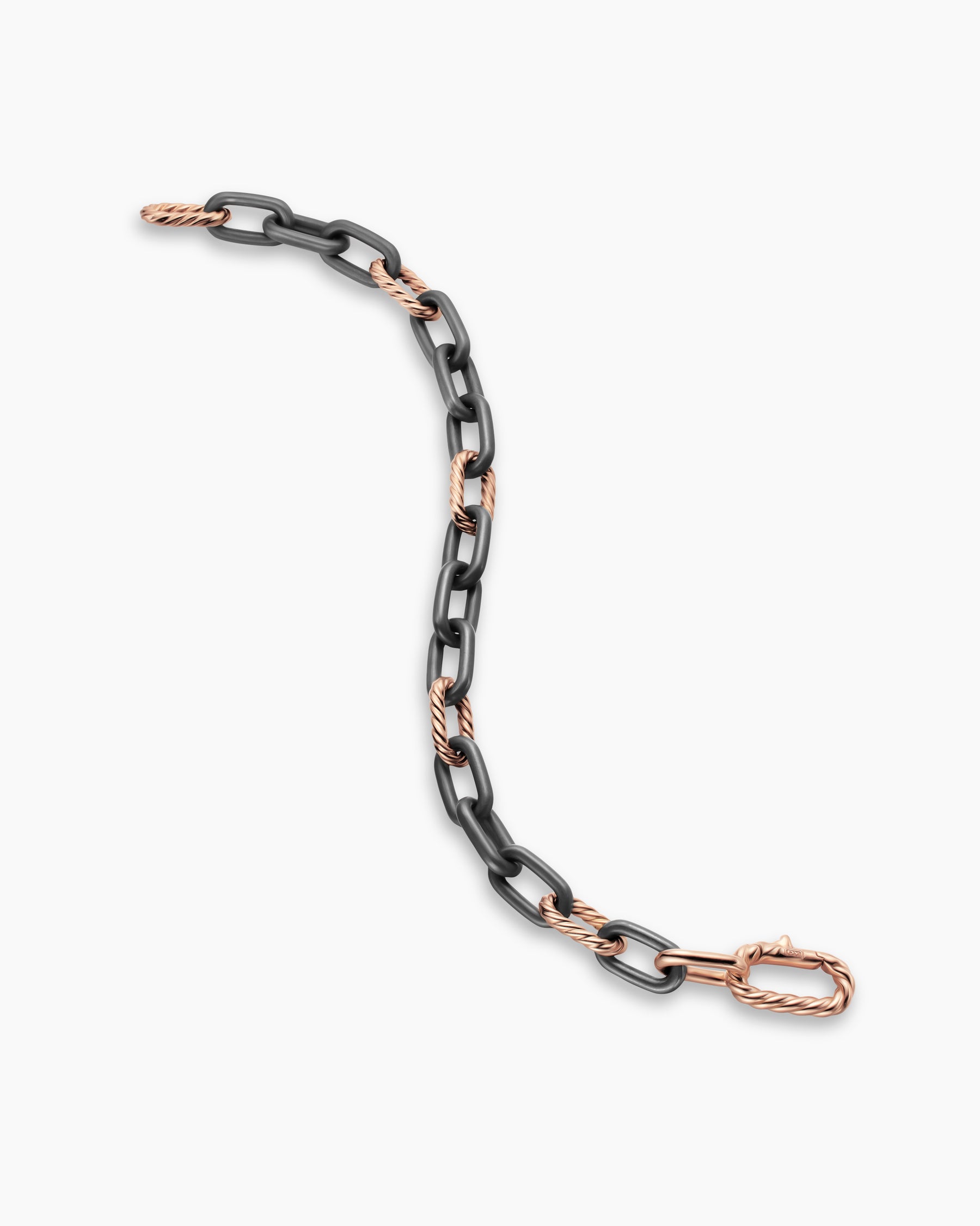 DY Madison Chain Bracelet in Grey Titanium with 18K Rose Gold, 8.5mm - Image 3