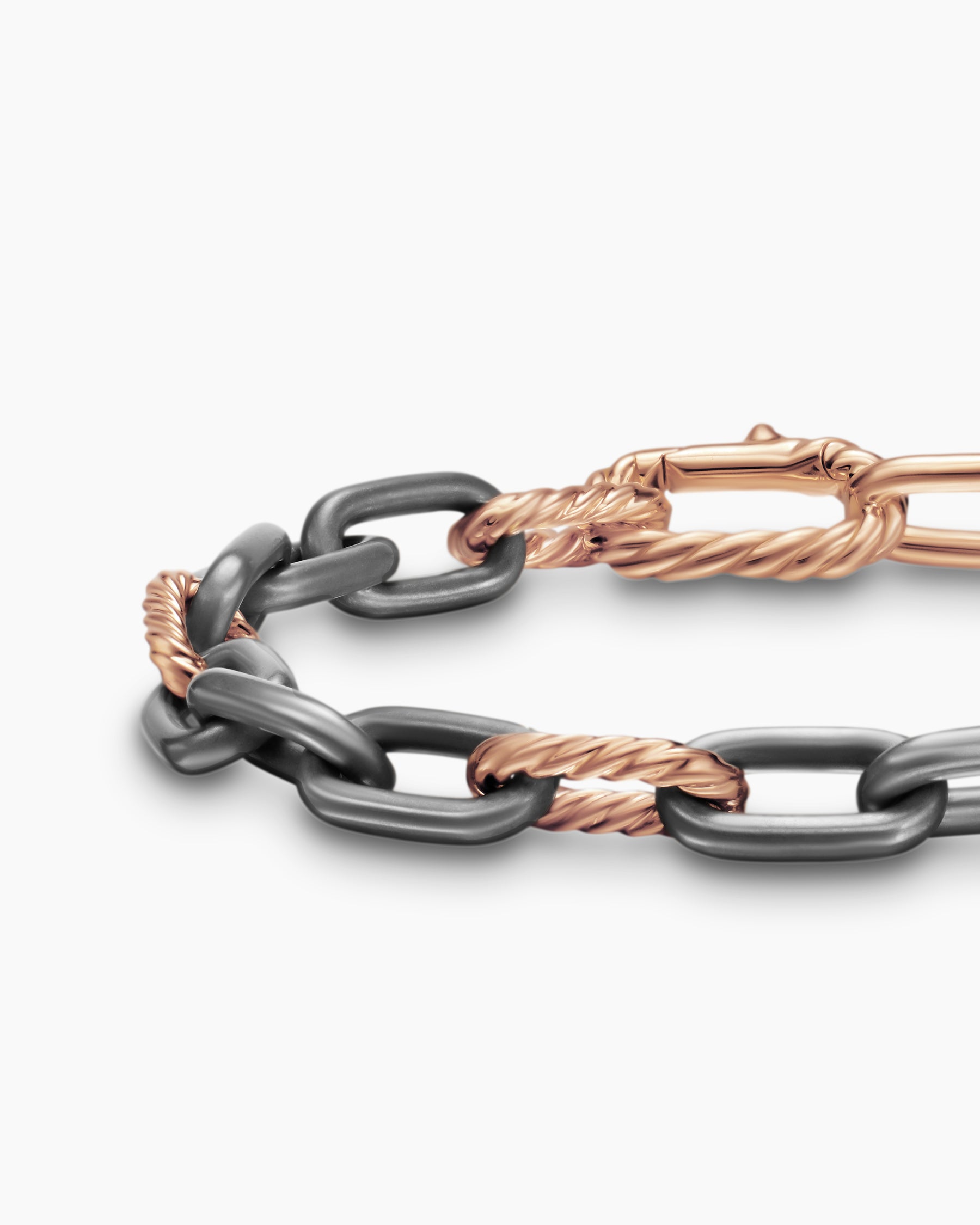 DY Madison Chain Bracelet in Grey Titanium with 18K Rose Gold, 8.5mm - Image 4