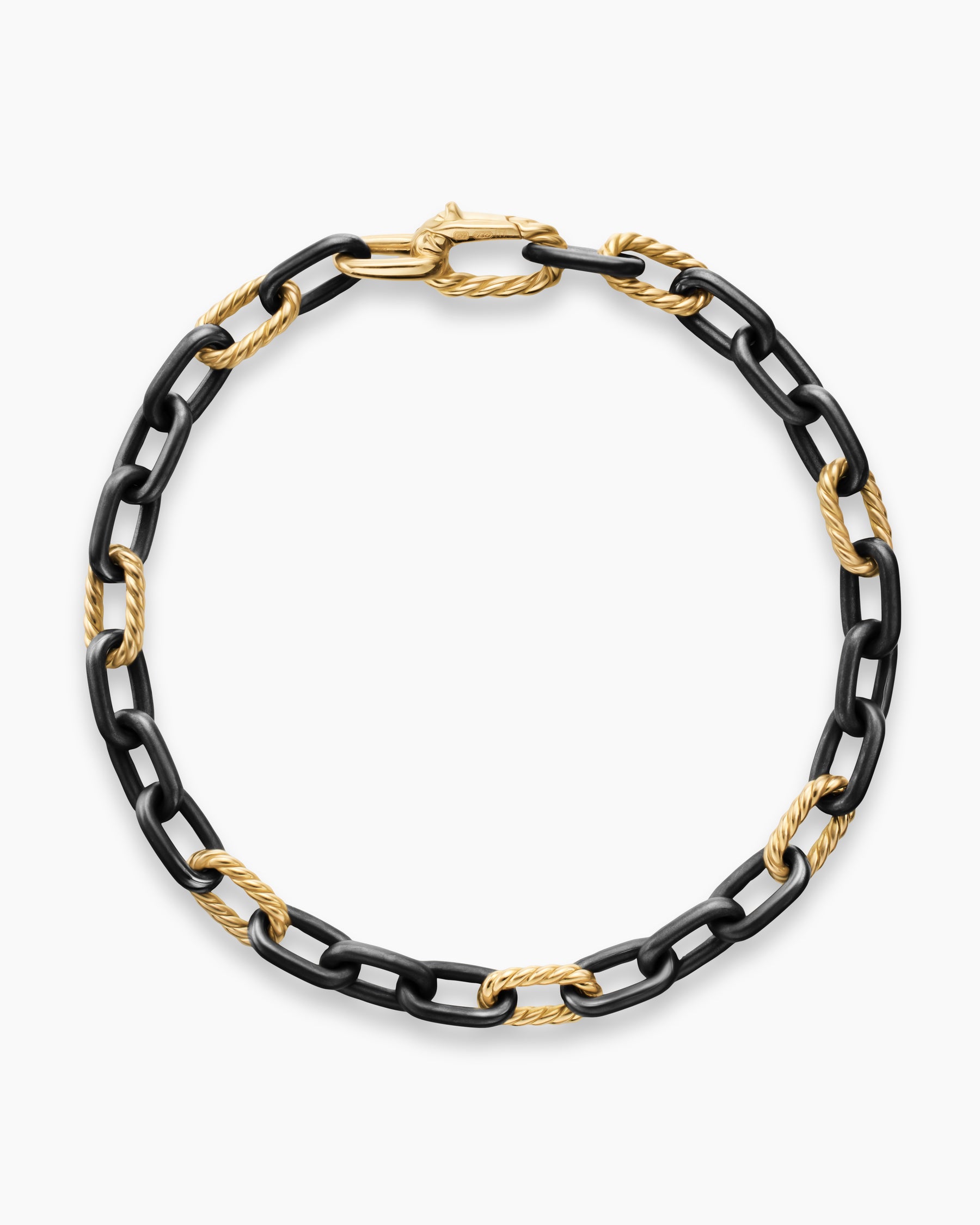 Alternative view of DY Madison Chain Bracelet in Black Titanium with 18K Yellow Gold, 6mm