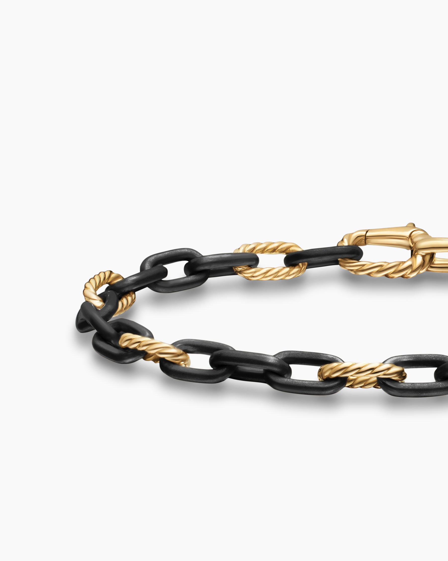 DY Madison Chain Bracelet in Black Titanium with 18K Yellow Gold, 6mm - Image 4