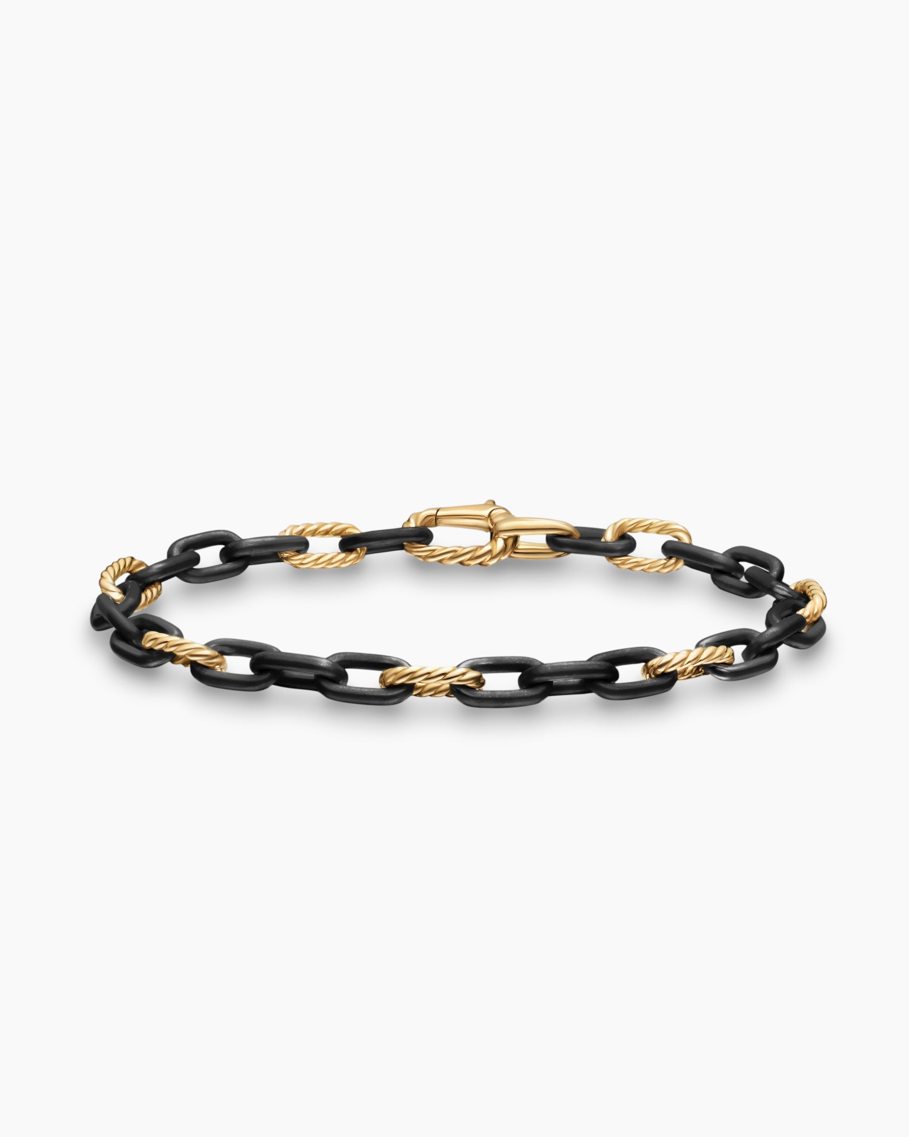 DY Madison Chain Bracelet in Black Titanium with 18K Yellow Gold, 6mm