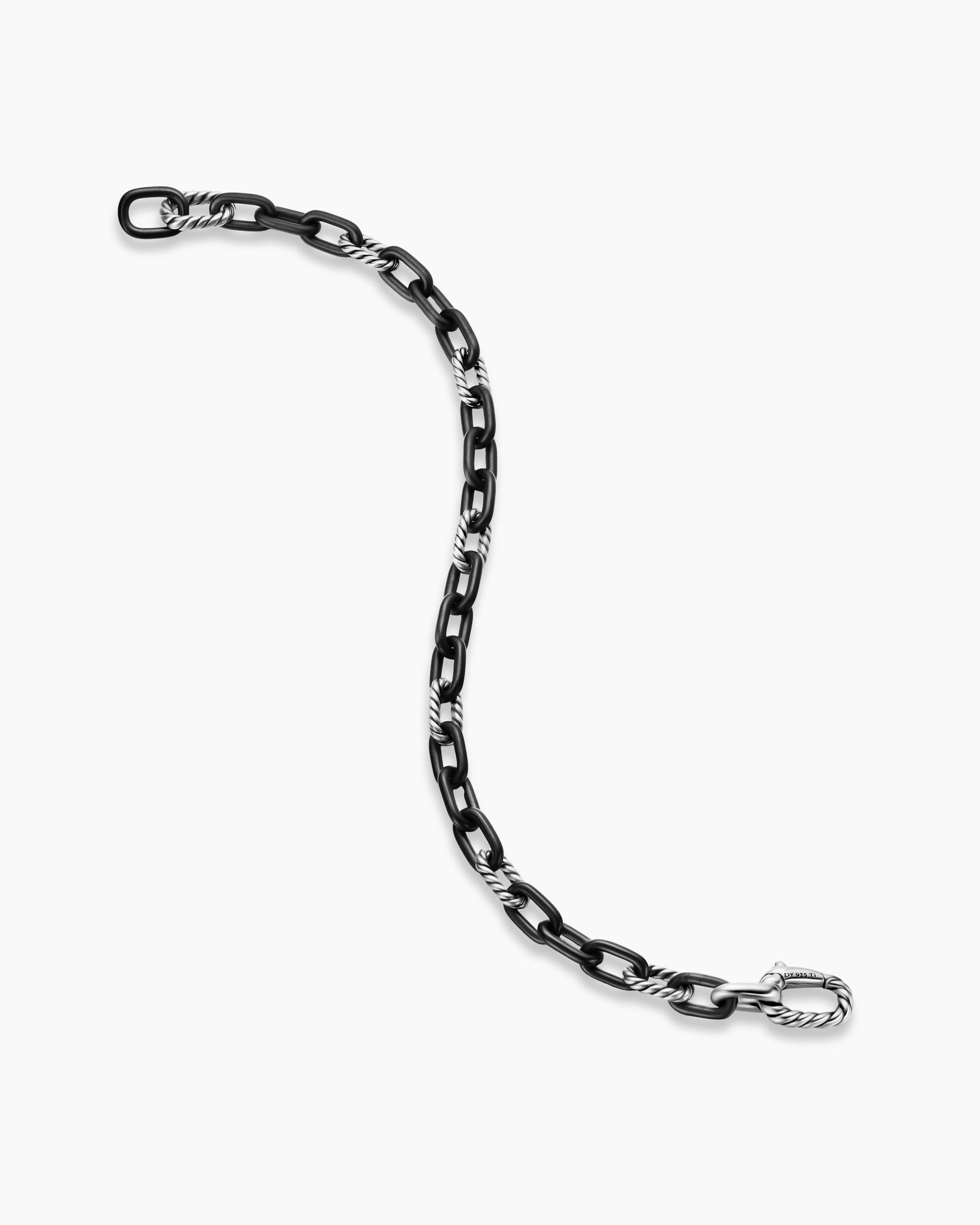 DY Madison Chain Bracelet in Black Titanium with Sterling Silver, 6mm - Image 3