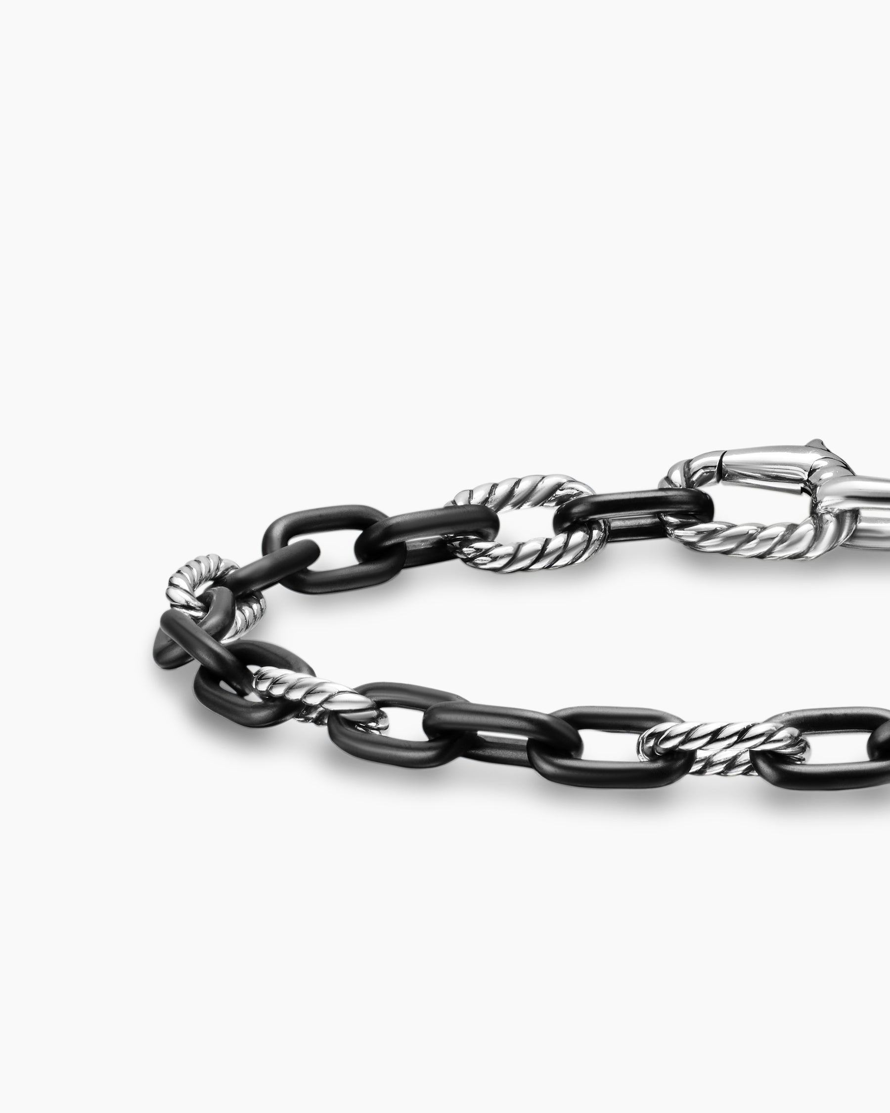 DY Madison Chain Bracelet in Black Titanium with Sterling Silver, 6mm - Image 4