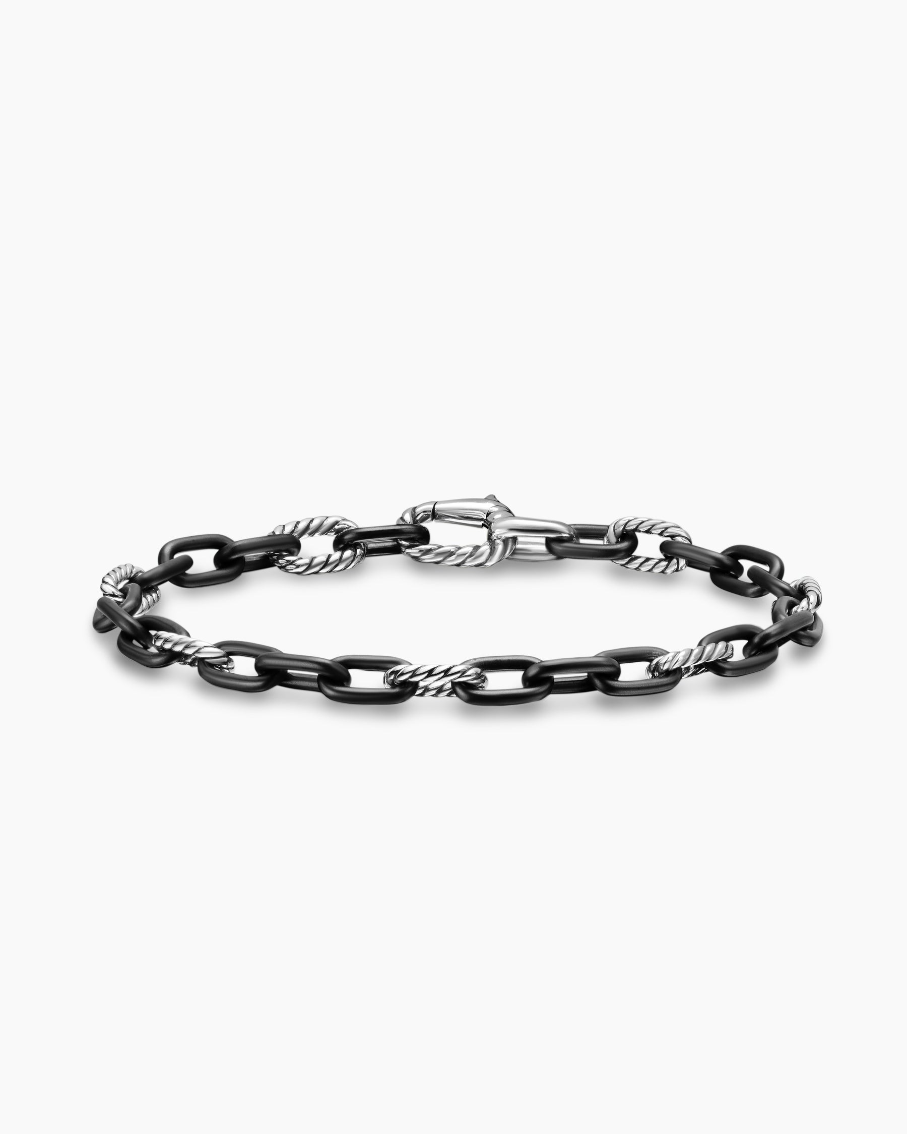 DY Madison Chain Bracelet in Black Titanium with Sterling Silver, 6mm