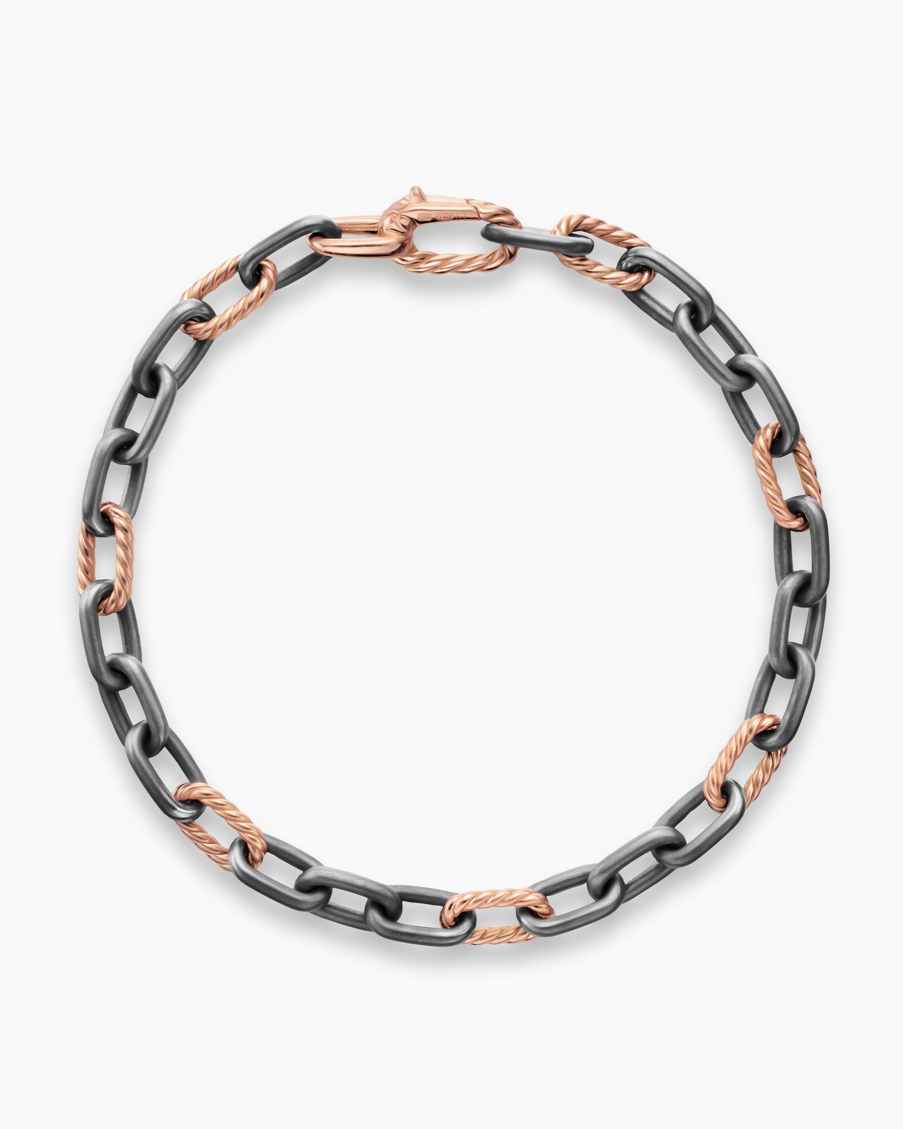 Alternative view of DY Madison Chain Bracelet in Grey Titanium with 18K Rose Gold, 6mm