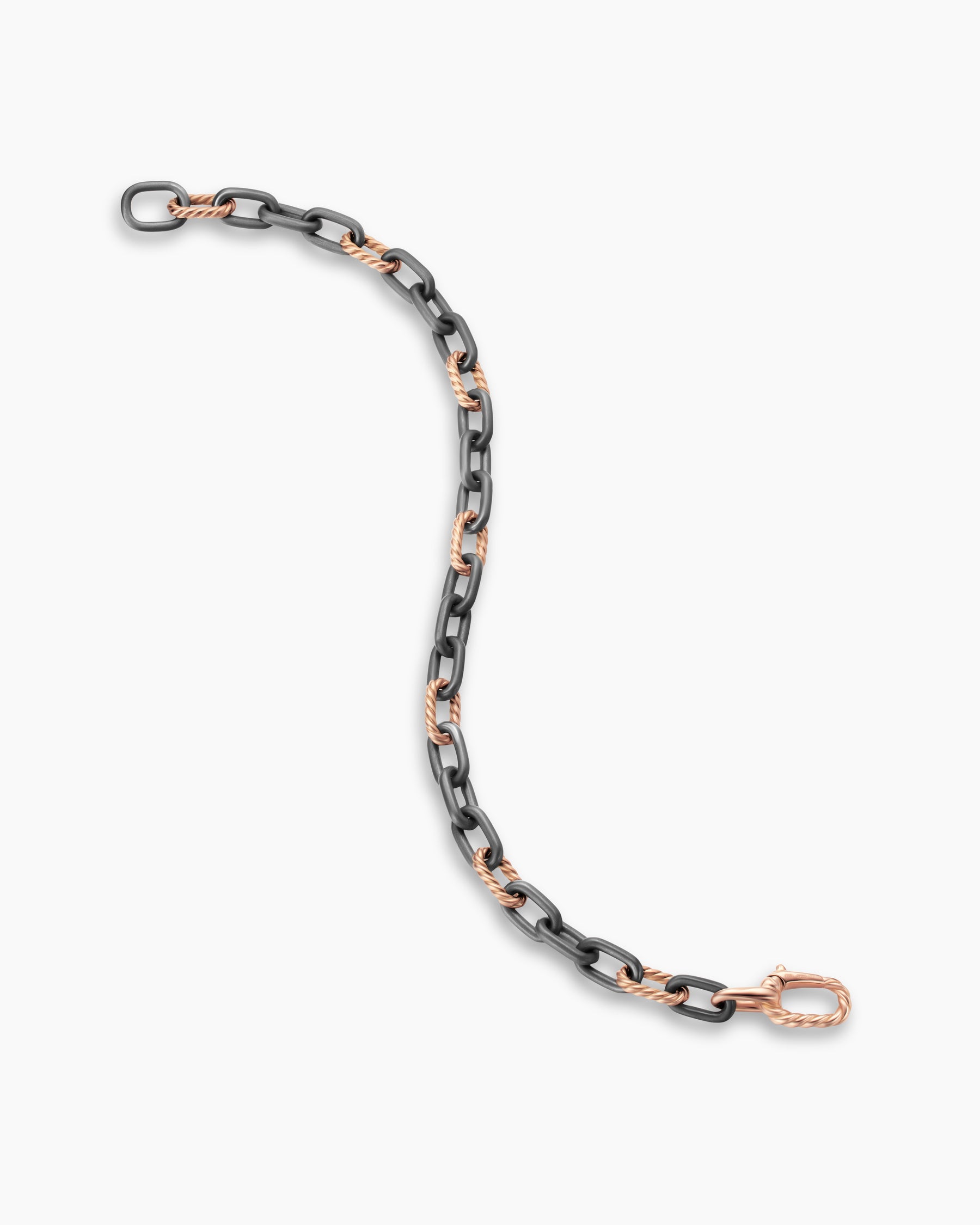 DY Madison Chain Bracelet in Grey Titanium with 18K Rose Gold, 6mm - Image 3