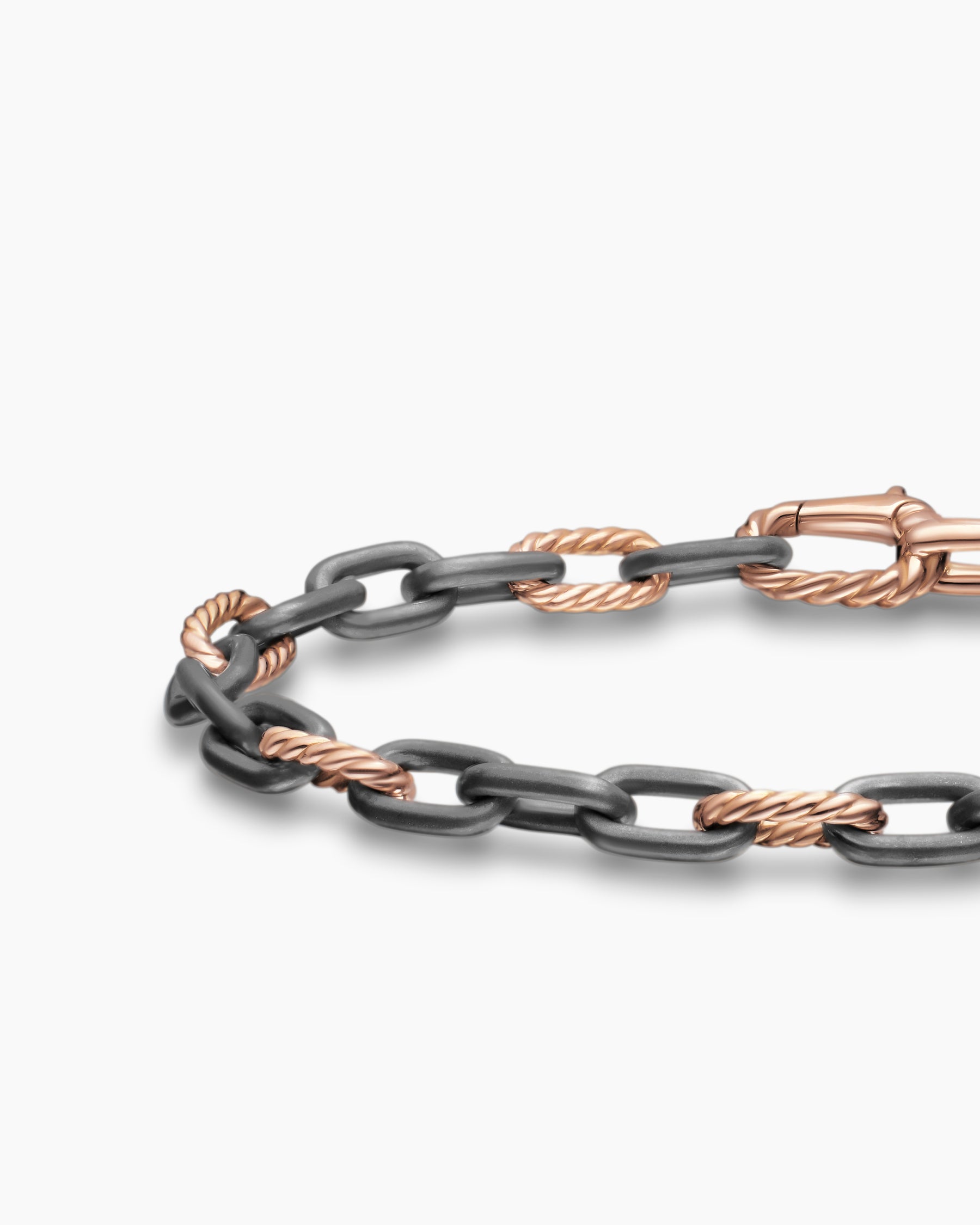 DY Madison Chain Bracelet in Grey Titanium with 18K Rose Gold, 6mm - Image 4