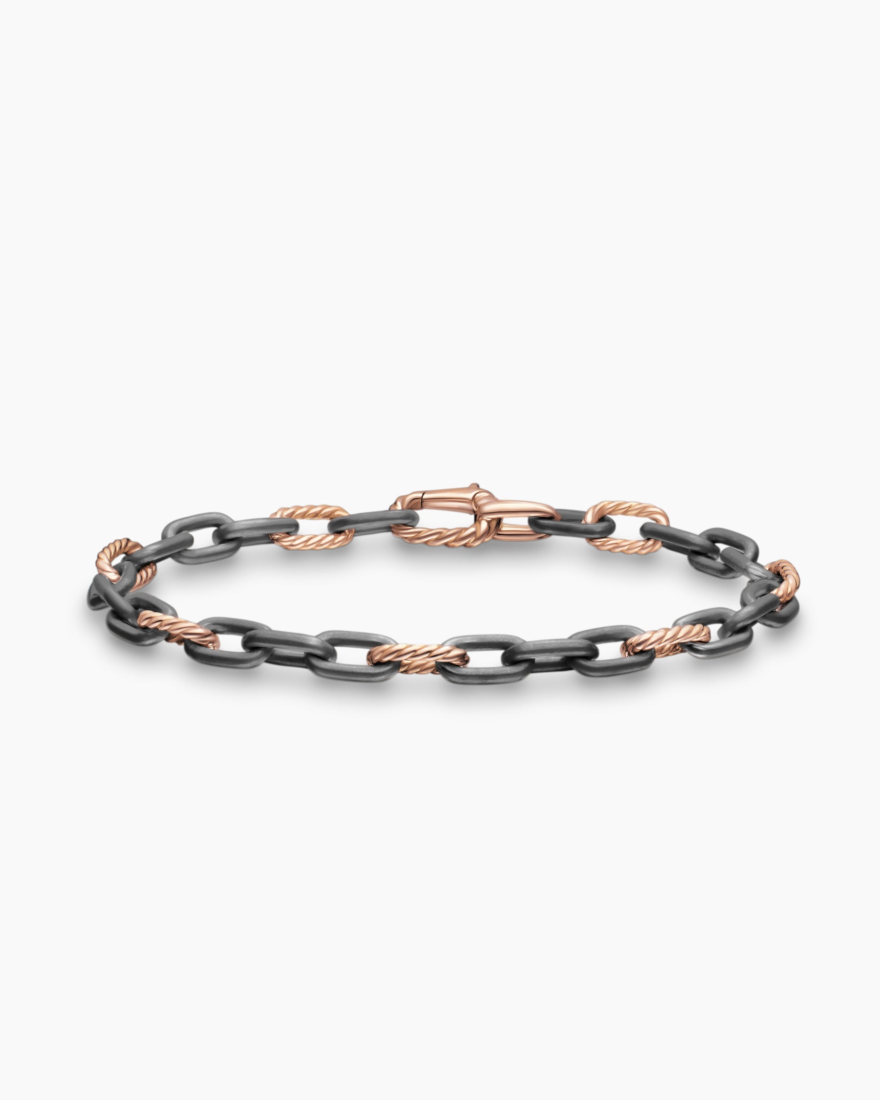 DY Madison Chain Bracelet in Grey Titanium with 18K Rose Gold, 6mm