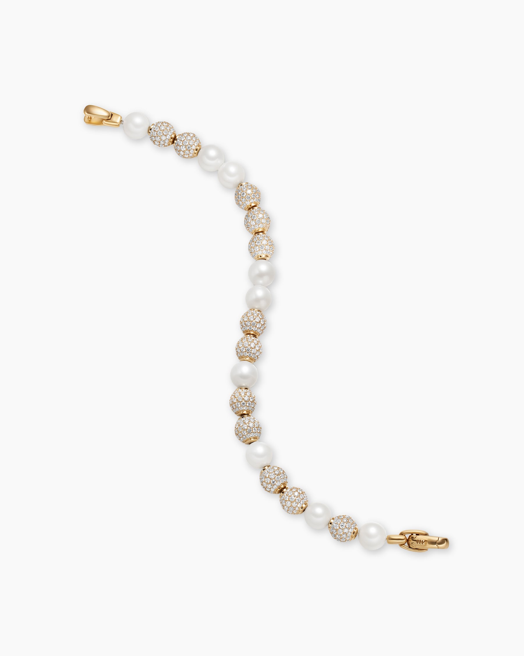 Spiritual Beads Pearl and Pavé Bracelet in 18K Yellow Gold with Diamonds, 8mm - Image 4