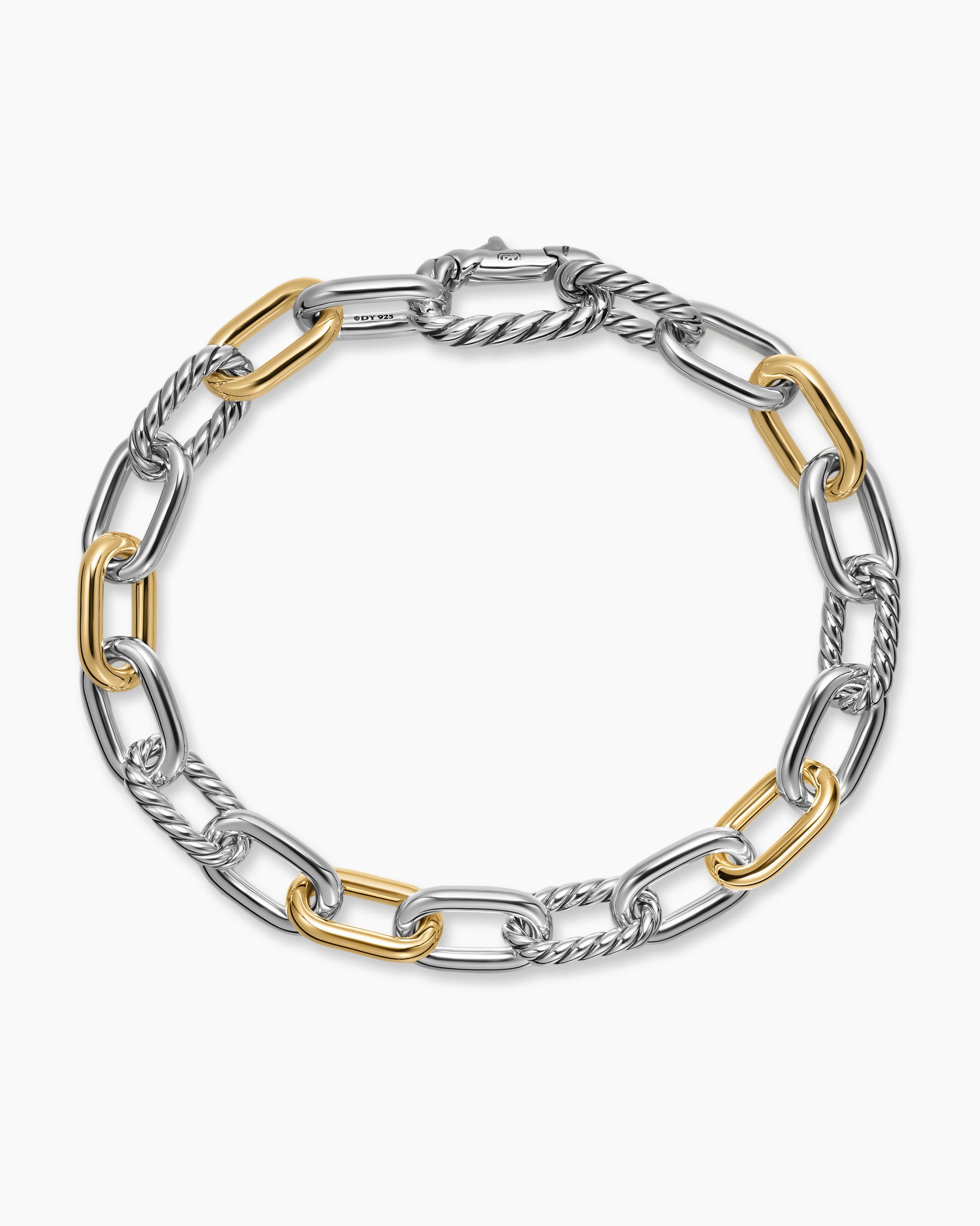 Alternative view of DY Madison Chain Bracelet in Sterling Silver with 18K Yellow Gold, 8.5mm