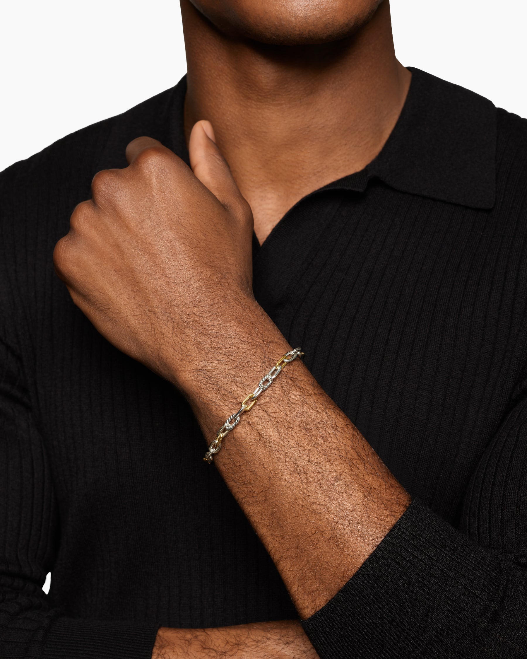 Alternative view of DY Madison Chain Bracelet in Sterling Silver with 18K Yellow Gold, 6mm