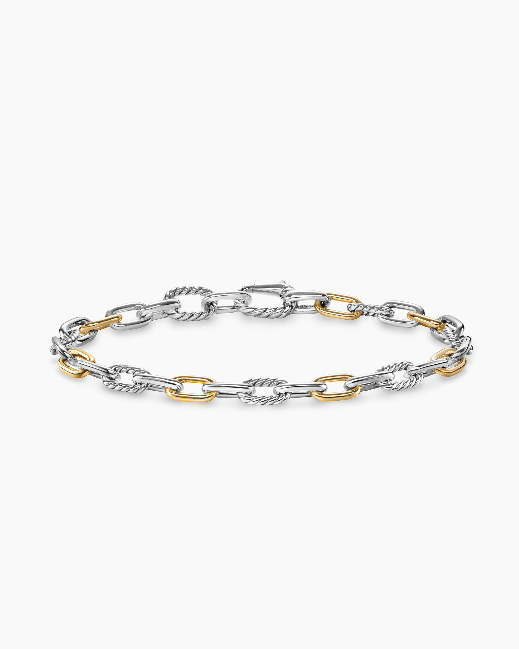 DY Madison Chain Bracelet in Sterling Silver with 18K Yellow Gold, 6mm