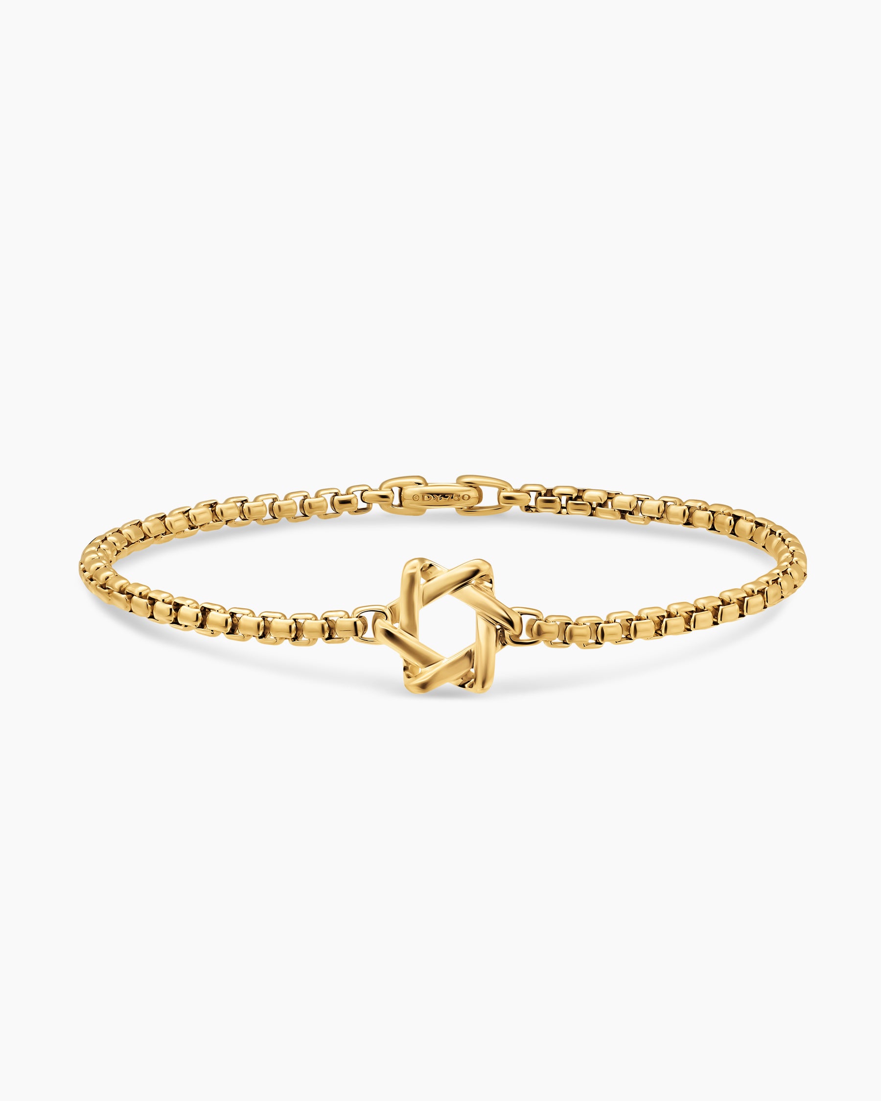 Star of David Station Bracelet in 18K Yellow Gold, 3.4mm