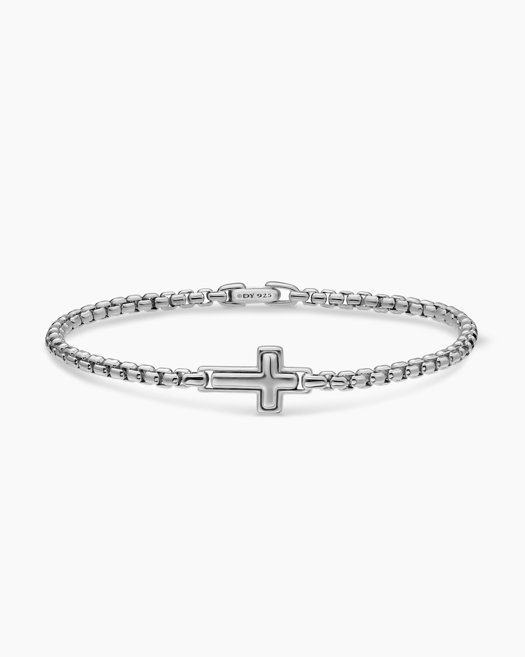 Cross Station Bracelet in Sterling Silver, 3.6mm
