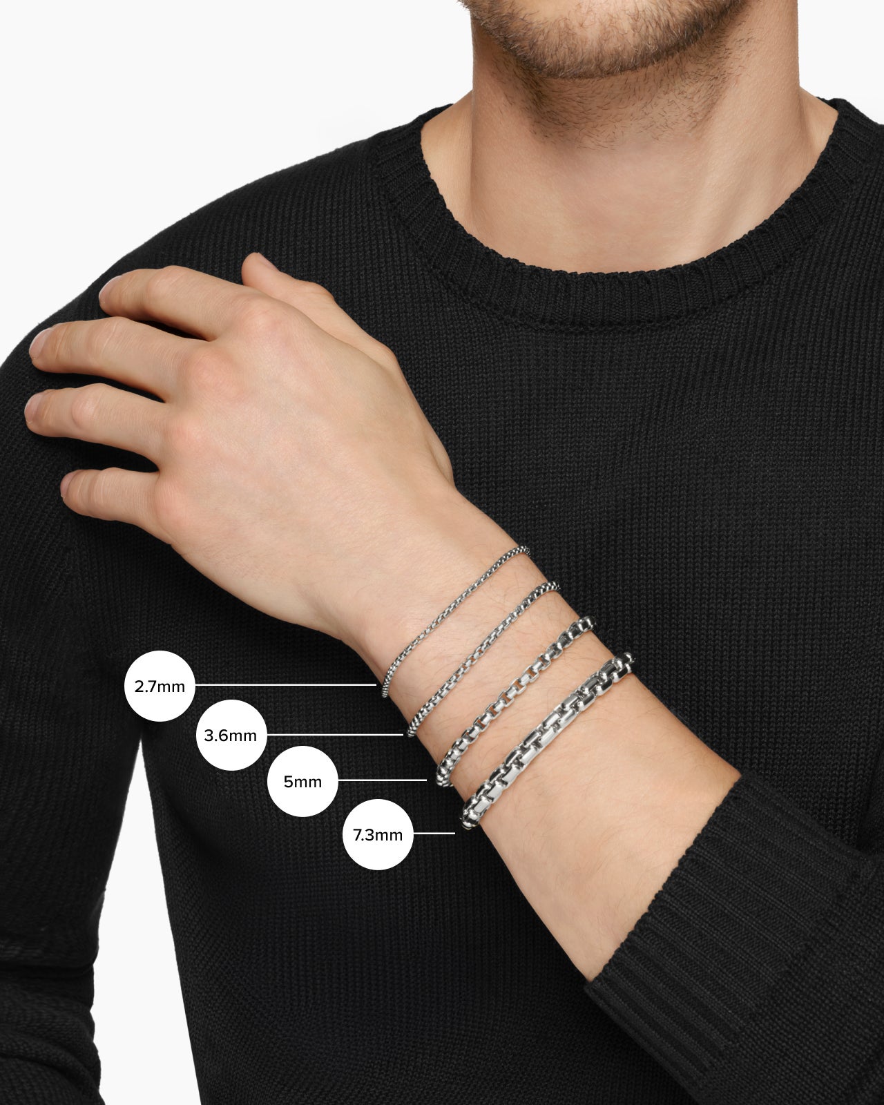 Box Chain Bracelet in Sterling Silver, 3.6mm - Image 9