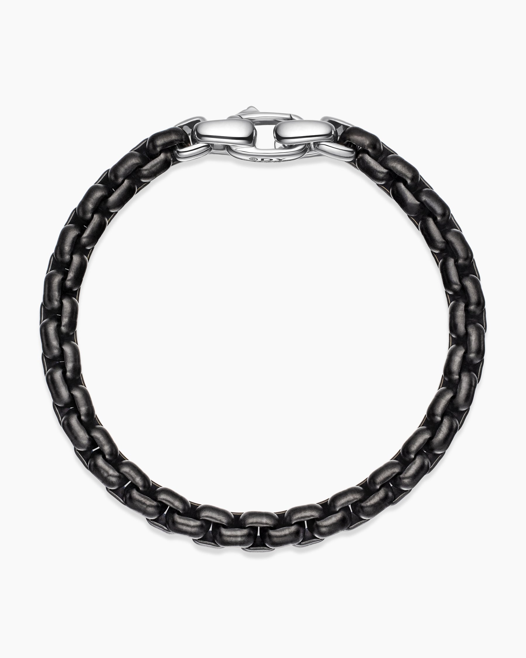 Box Chain Bracelet with Stainless Steel and Sterling Silver, 7.3mm - Image 3