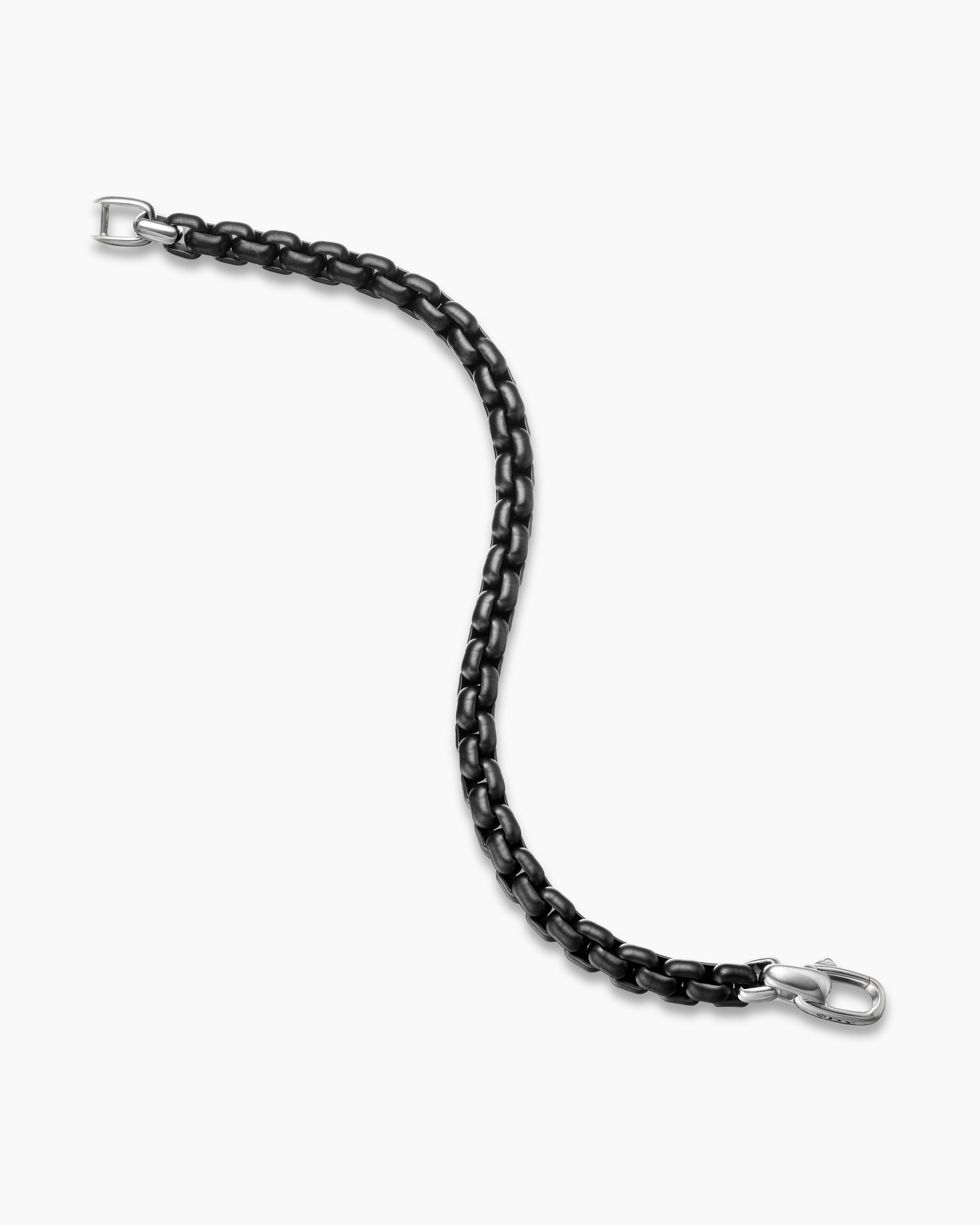 Box Chain Bracelet with Stainless Steel and Sterling Silver, 7.3mm - Image 4