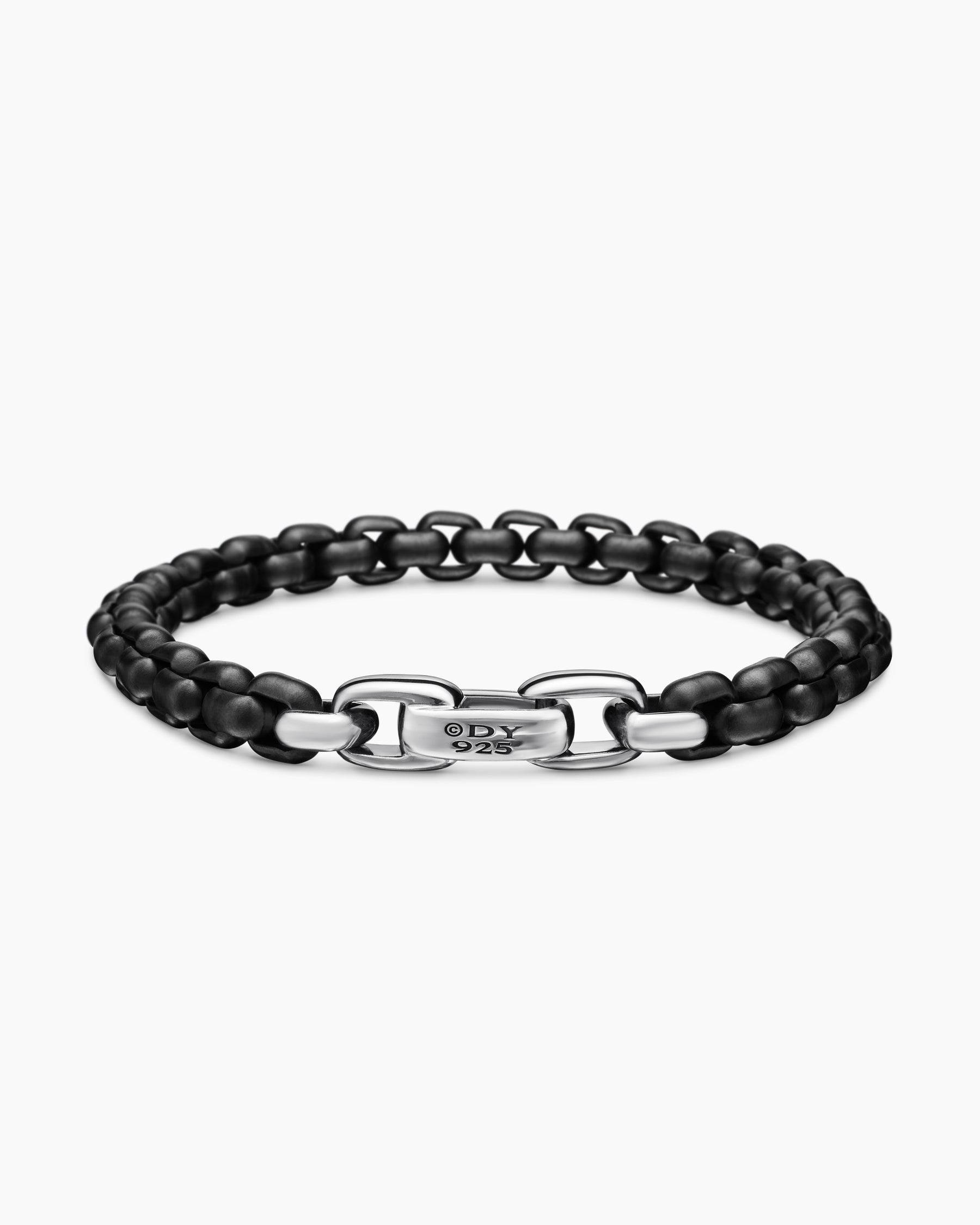 Box Chain Bracelet with Stainless Steel and Sterling Silver, 7.3mm - Image 5