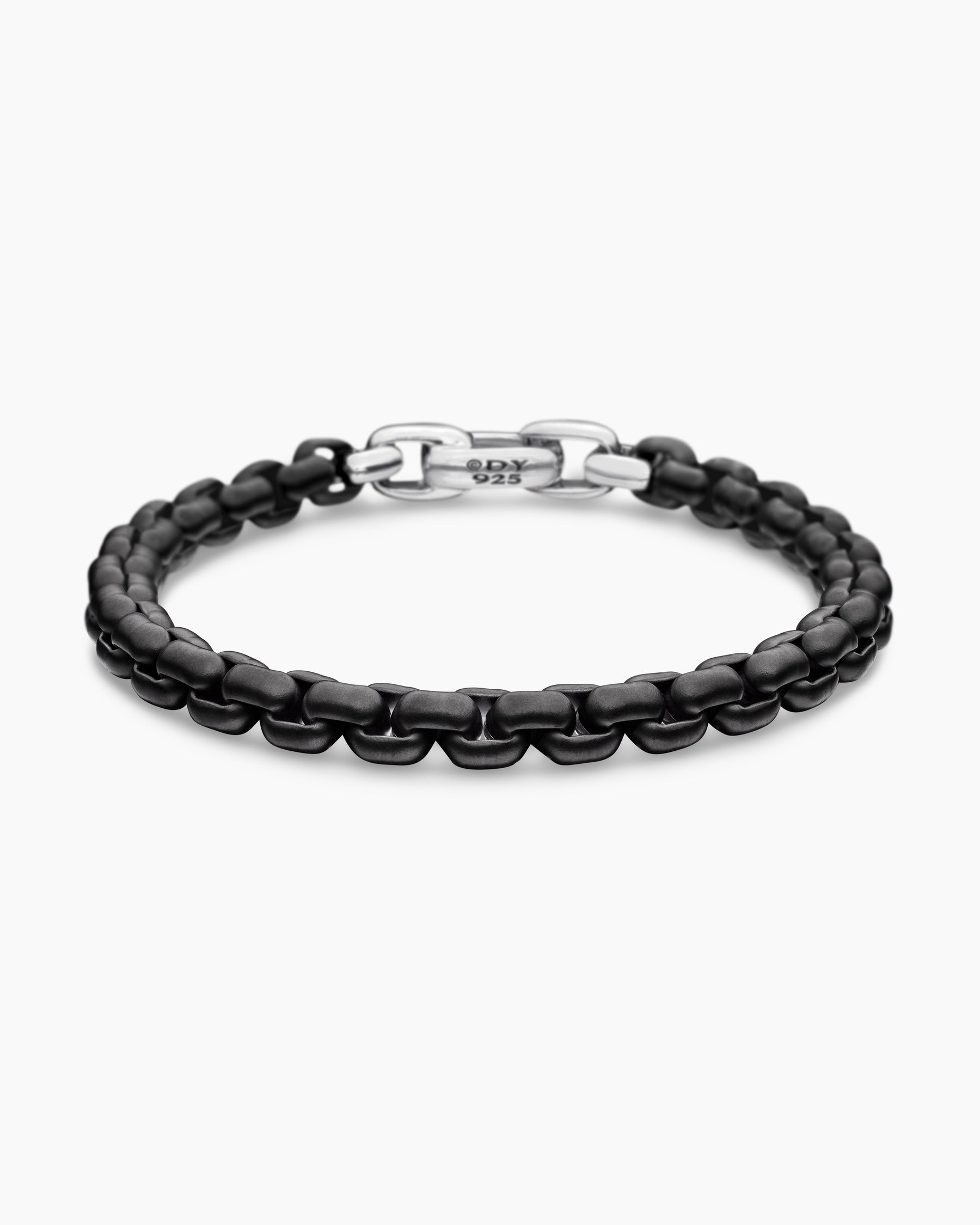 Box Chain Bracelet with Stainless Steel and Sterling Silver, 7.3mm