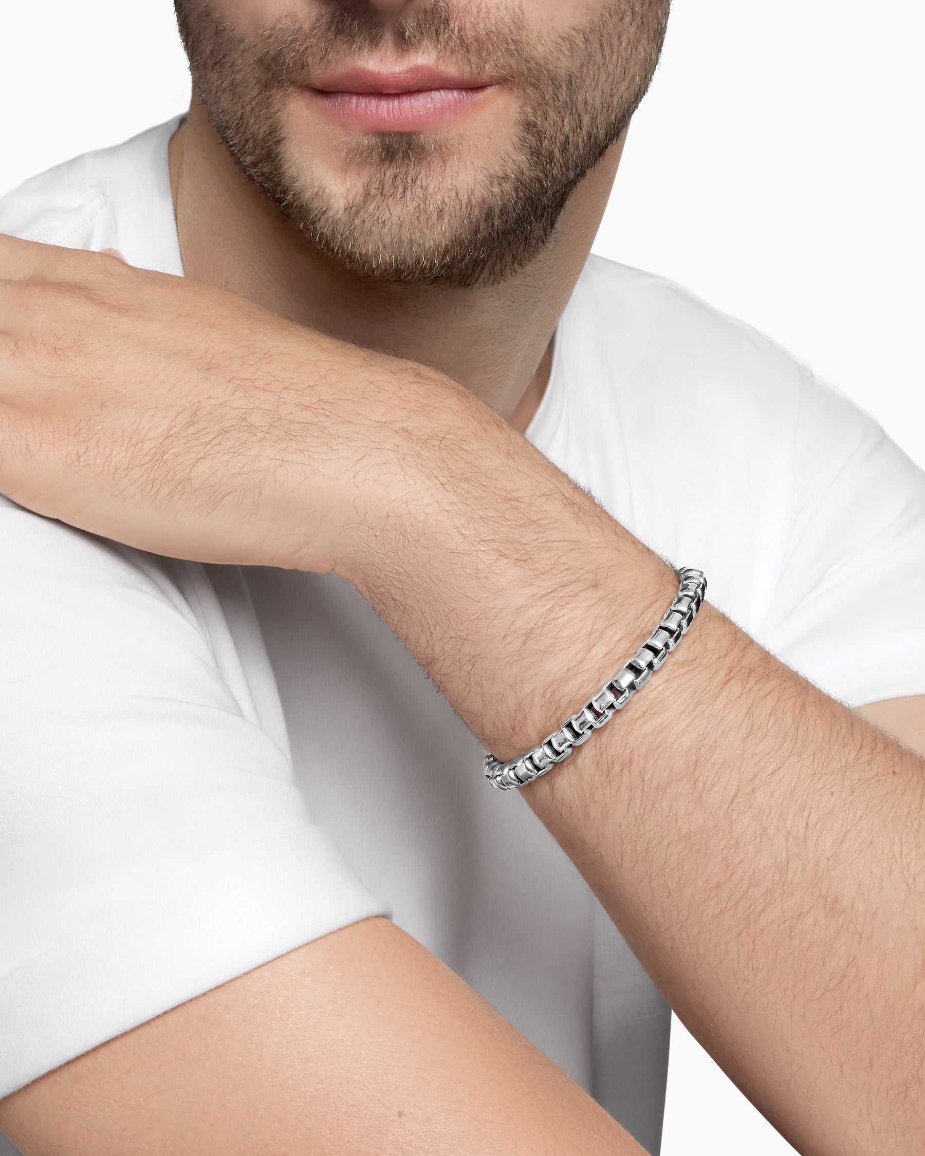 Box Chain Bracelet in Sterling Silver, 7.3mm - Image 7