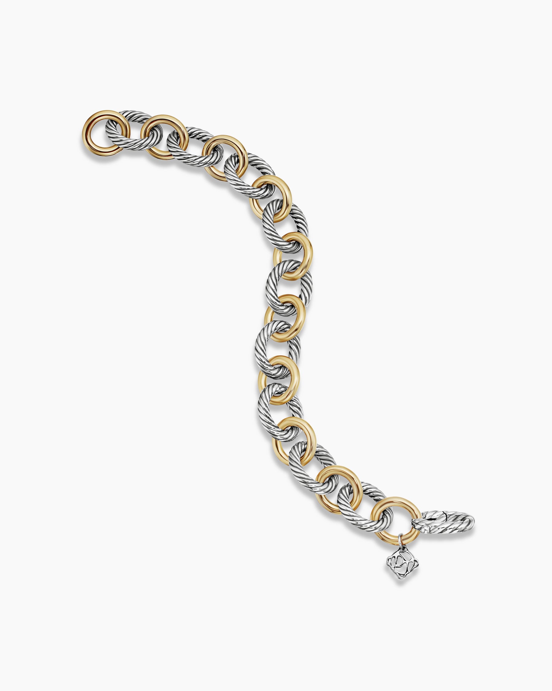 Oval Link Chain Bracelet in Sterling Silver with 18K Yellow Gold, 12mm - Image 4