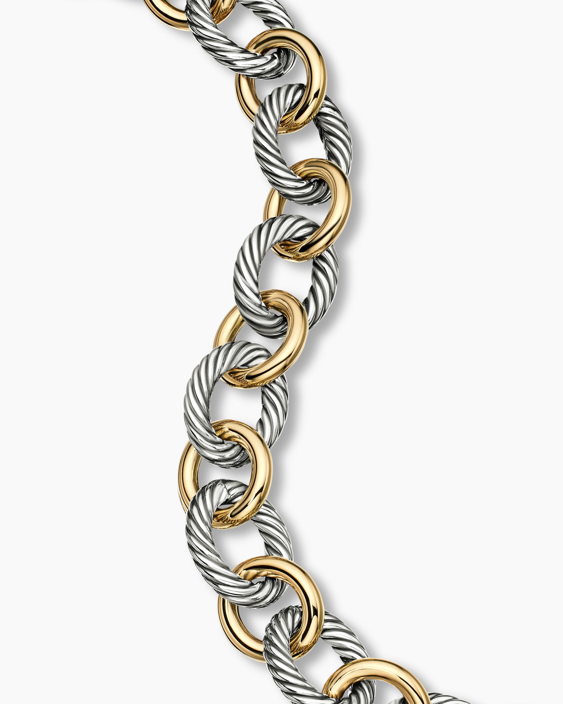 Oval Link Chain Bracelet in Sterling Silver with 18K Yellow Gold, 12mm - Image 6