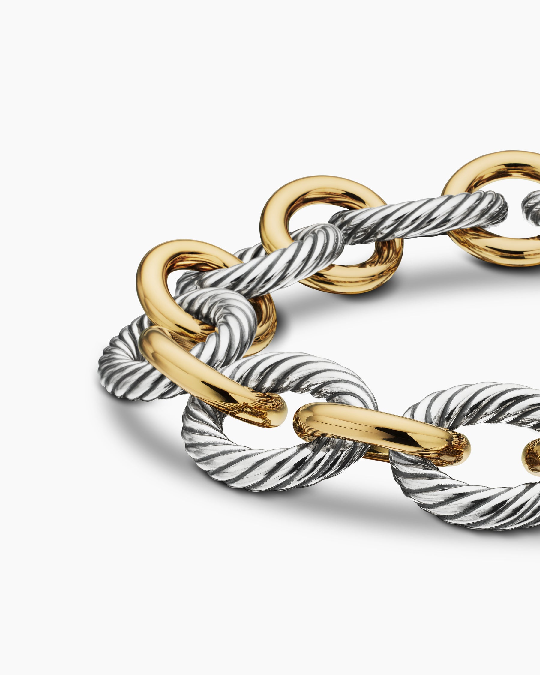 Oval Link Chain Bracelet in Sterling Silver with 18K Yellow Gold, 12mm - Image 7