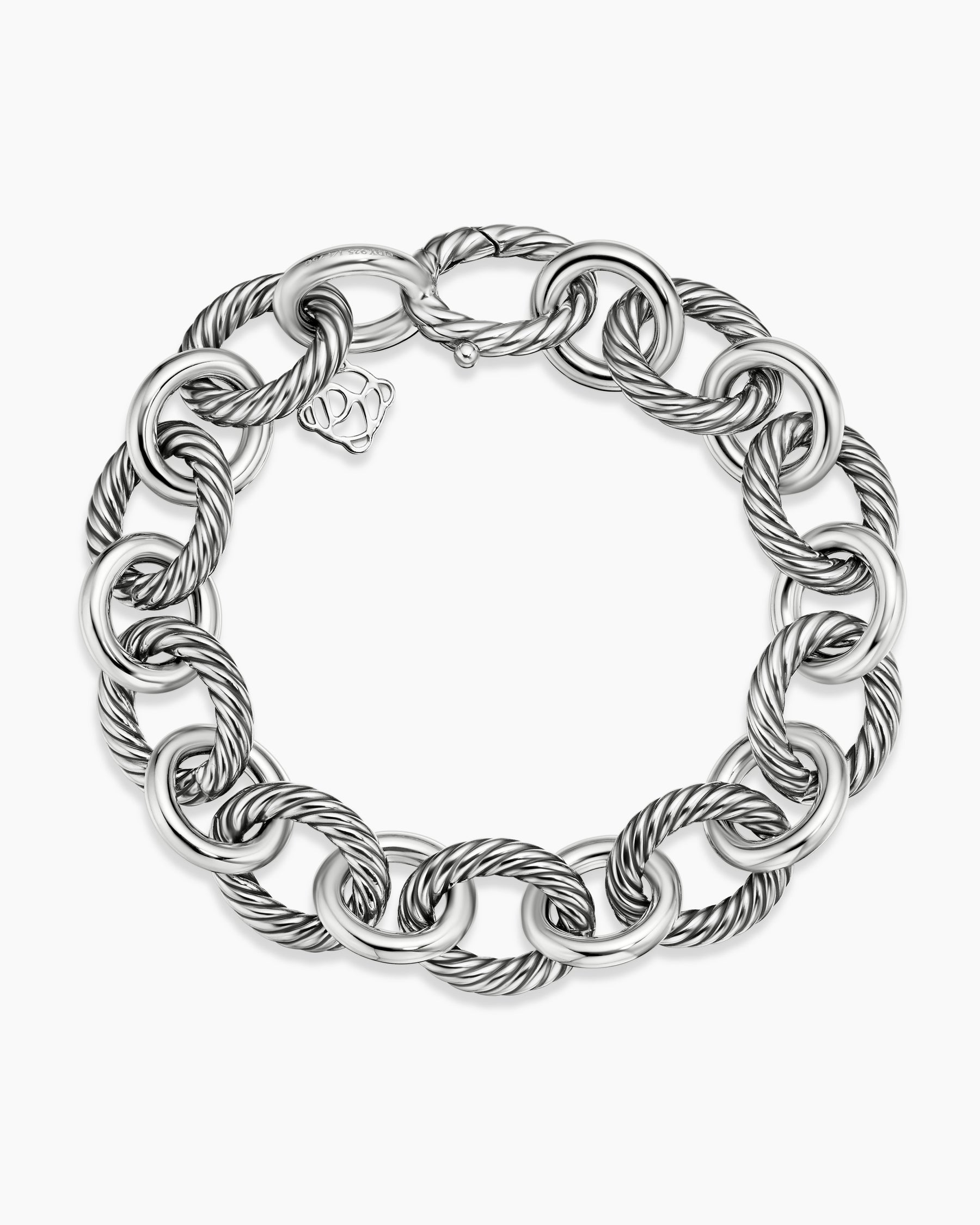Oval Link Chain Bracelet in Sterling Silver, 12mm - Image 3