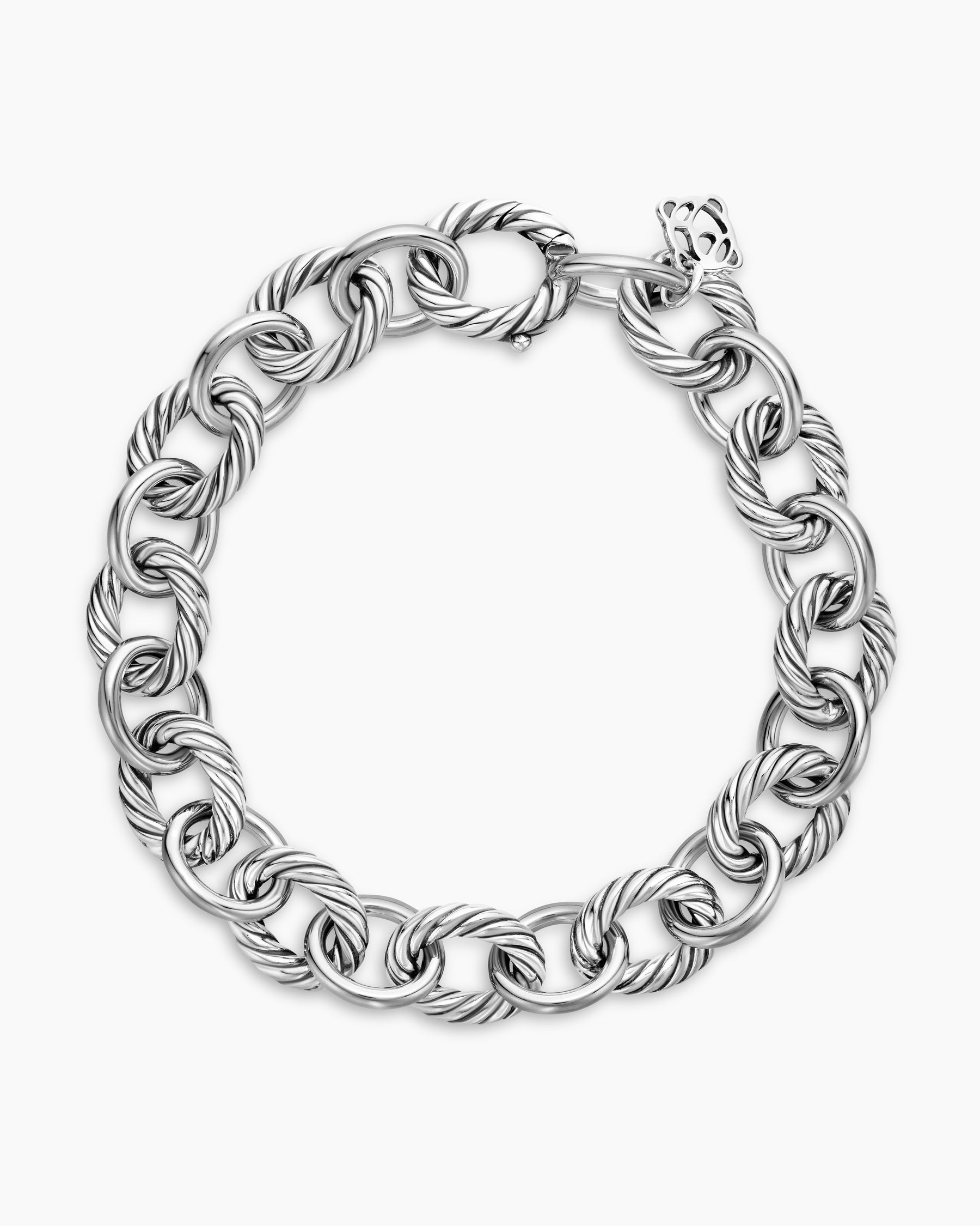 Oval Link Chain Bracelet in Sterling Silver, 10mm - Image 3