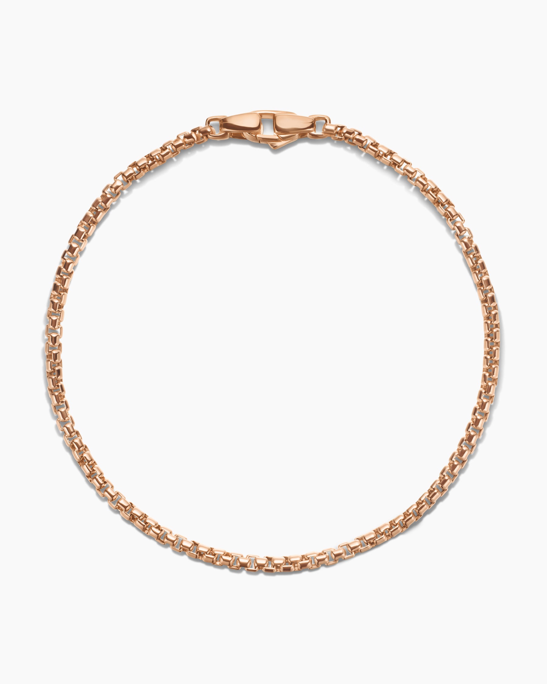 Box Chain Bracelet in 18K Rose Gold, 2.7mm - Image 3