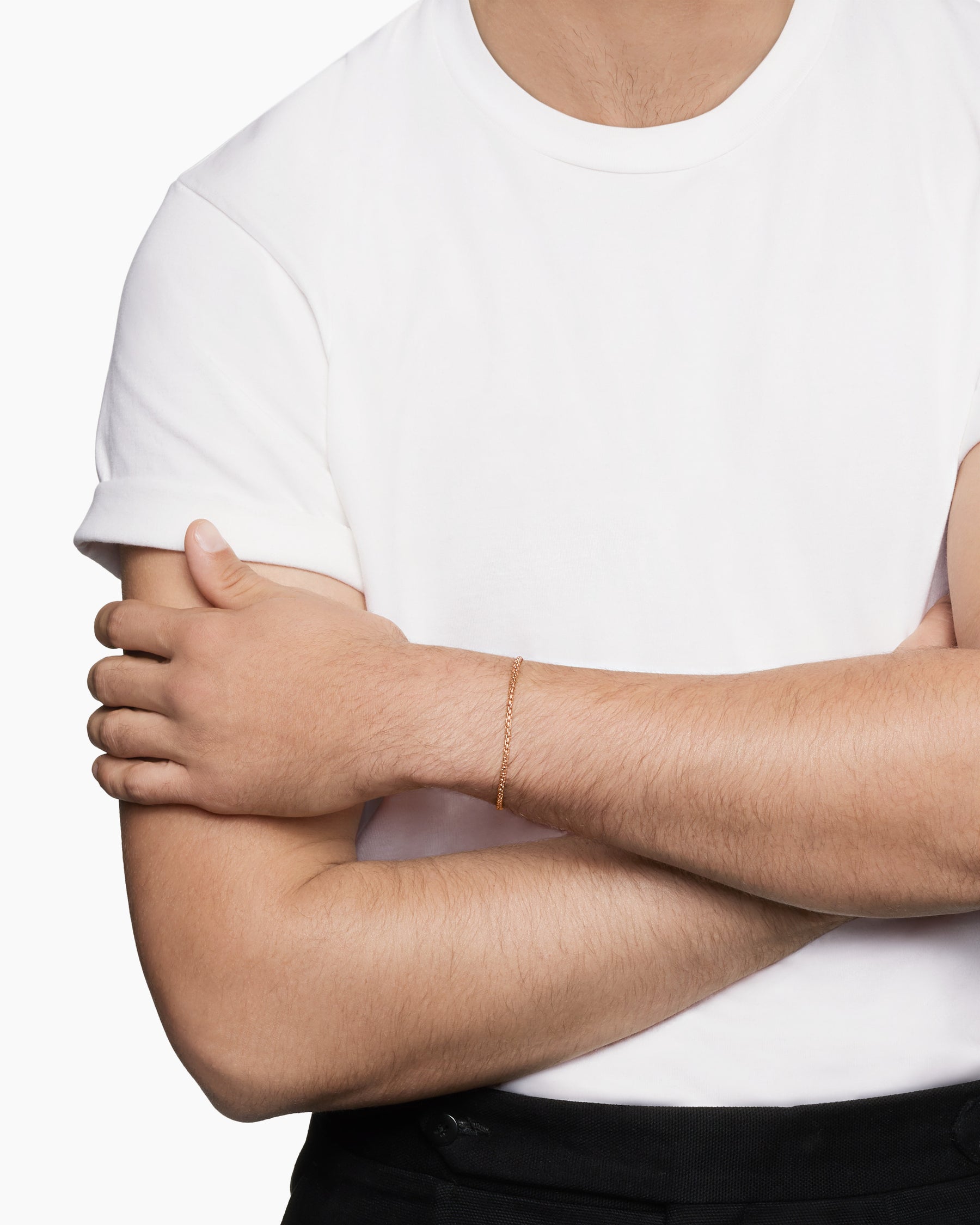 Alternative view of Box Chain Bracelet in 18K Rose Gold, 2.7mm