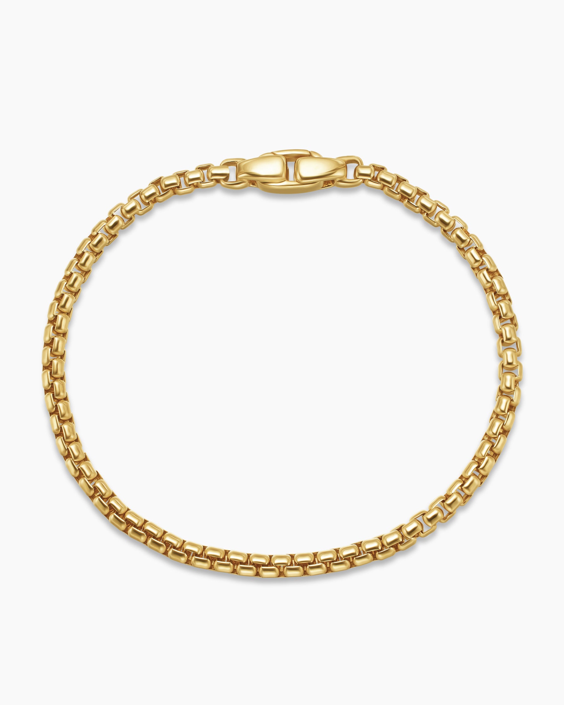 Box Chain Bracelet in 18K Yellow Gold, 3.4mm - Image 3