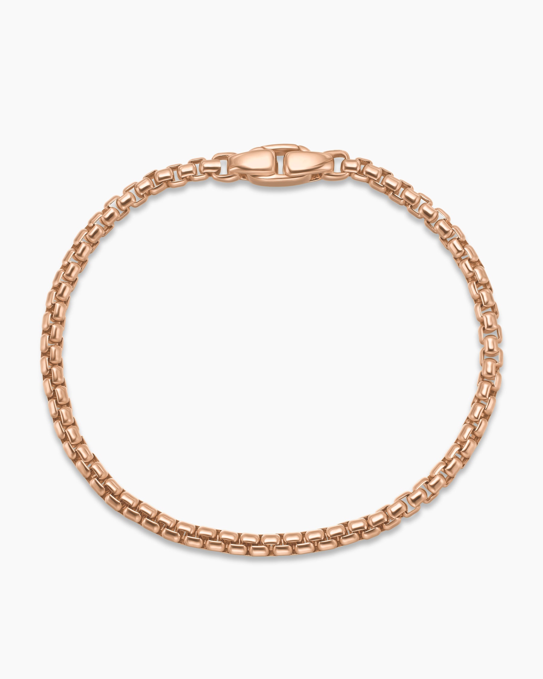 Box Chain Bracelet in 18K Rose Gold, 3.4mm - Image 3