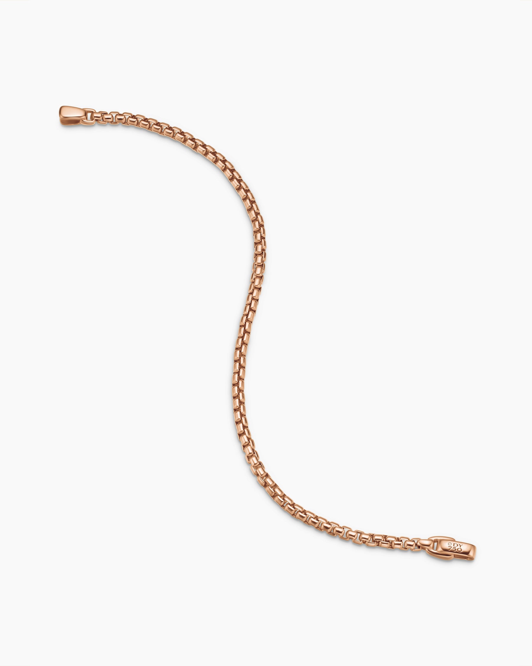 Box Chain Bracelet in 18K Rose Gold, 3.4mm - Image 4