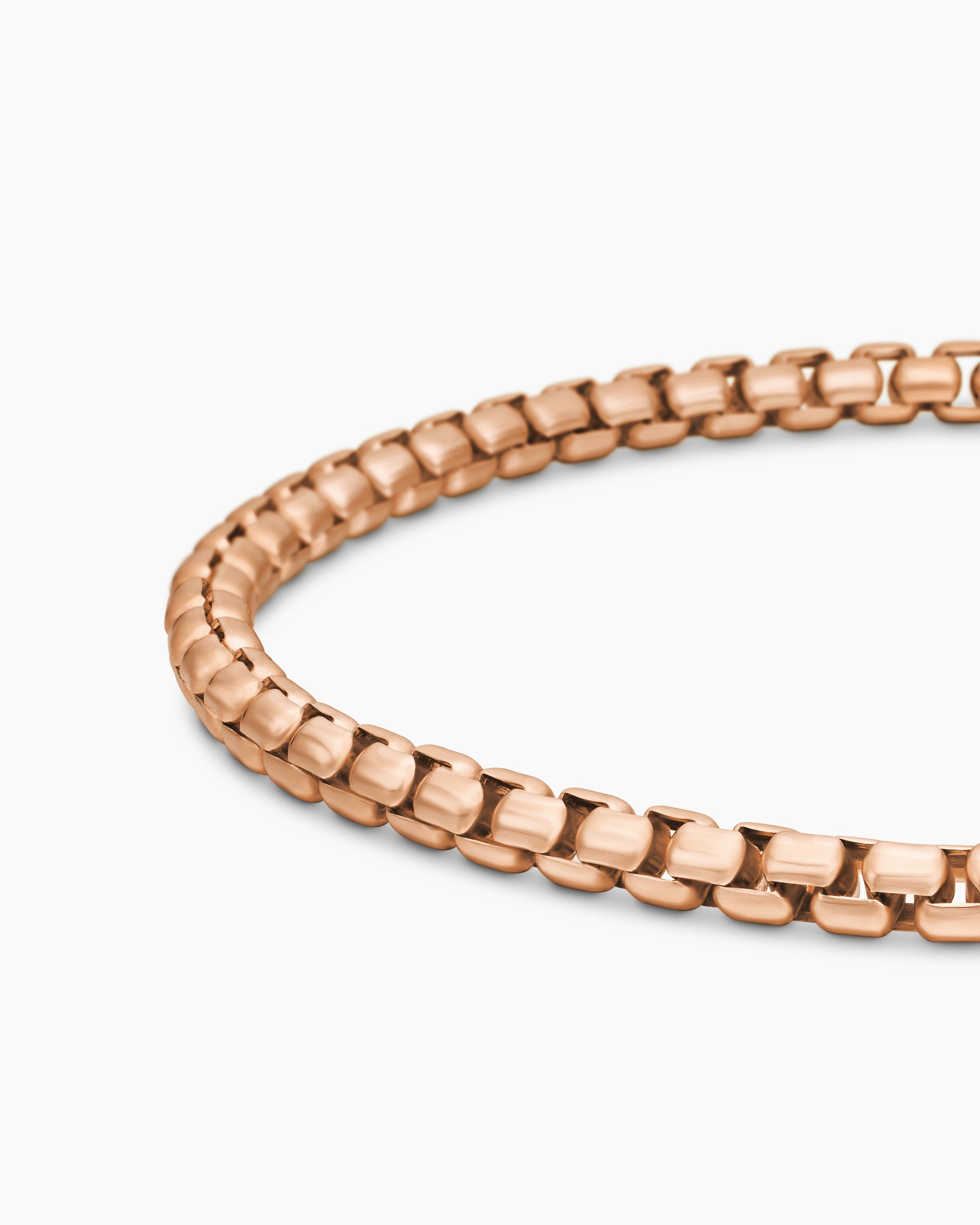 Box Chain Bracelet in 18K Rose Gold, 3.4mm - Image 7