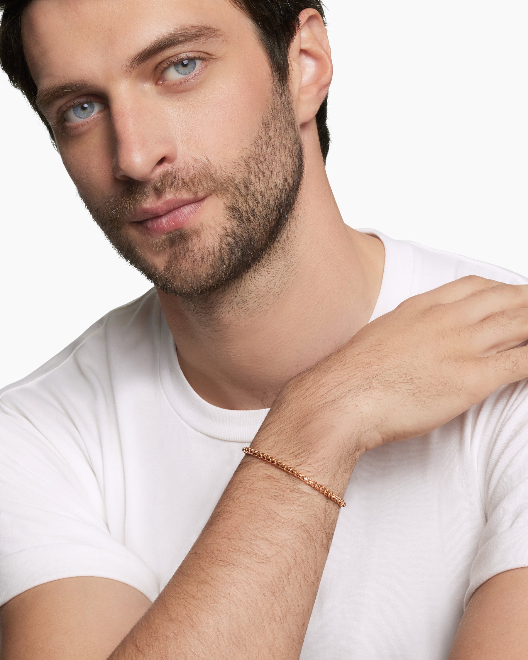 Box Chain Bracelet in 18K Rose Gold, 3.4mm - Image 8