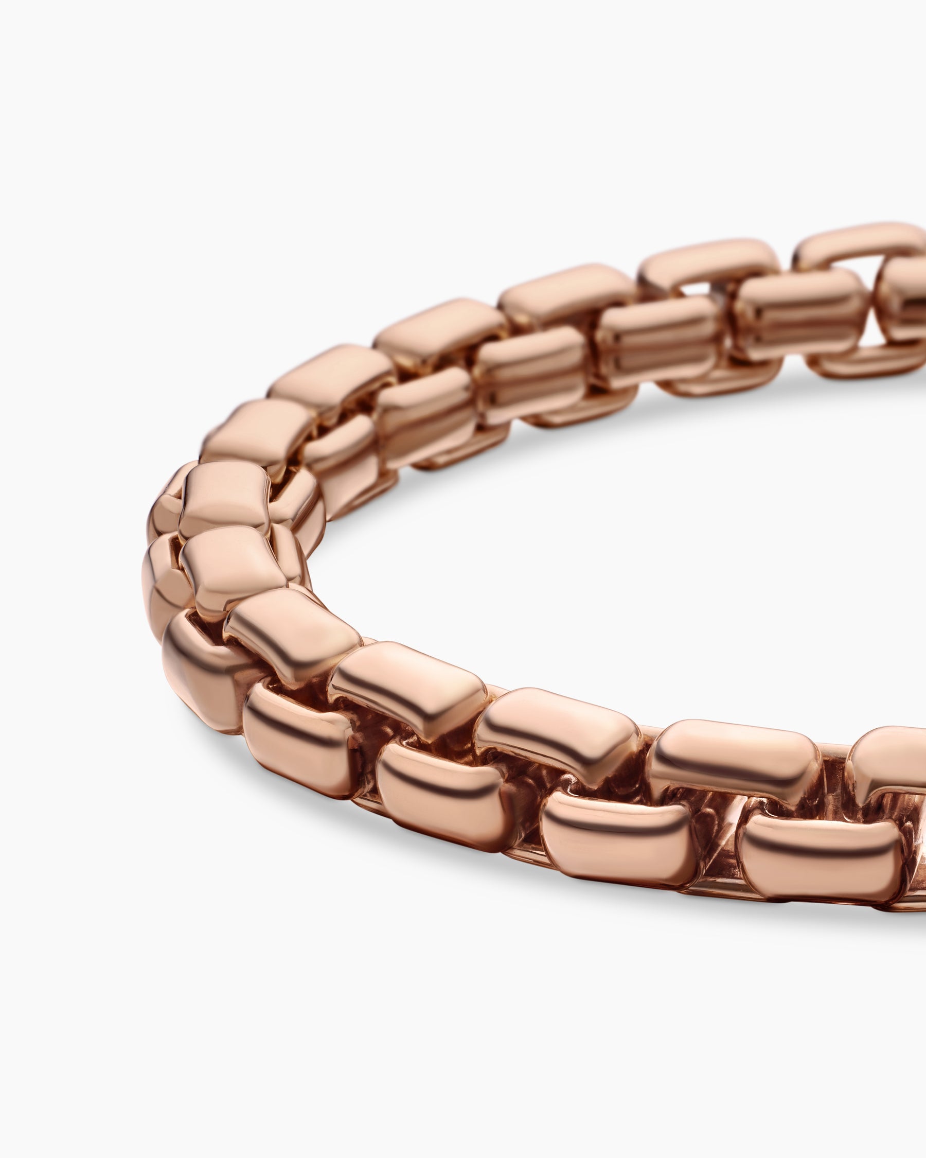Box Chain Bracelet in 18K Rose Gold, 7.3mm - Image 7