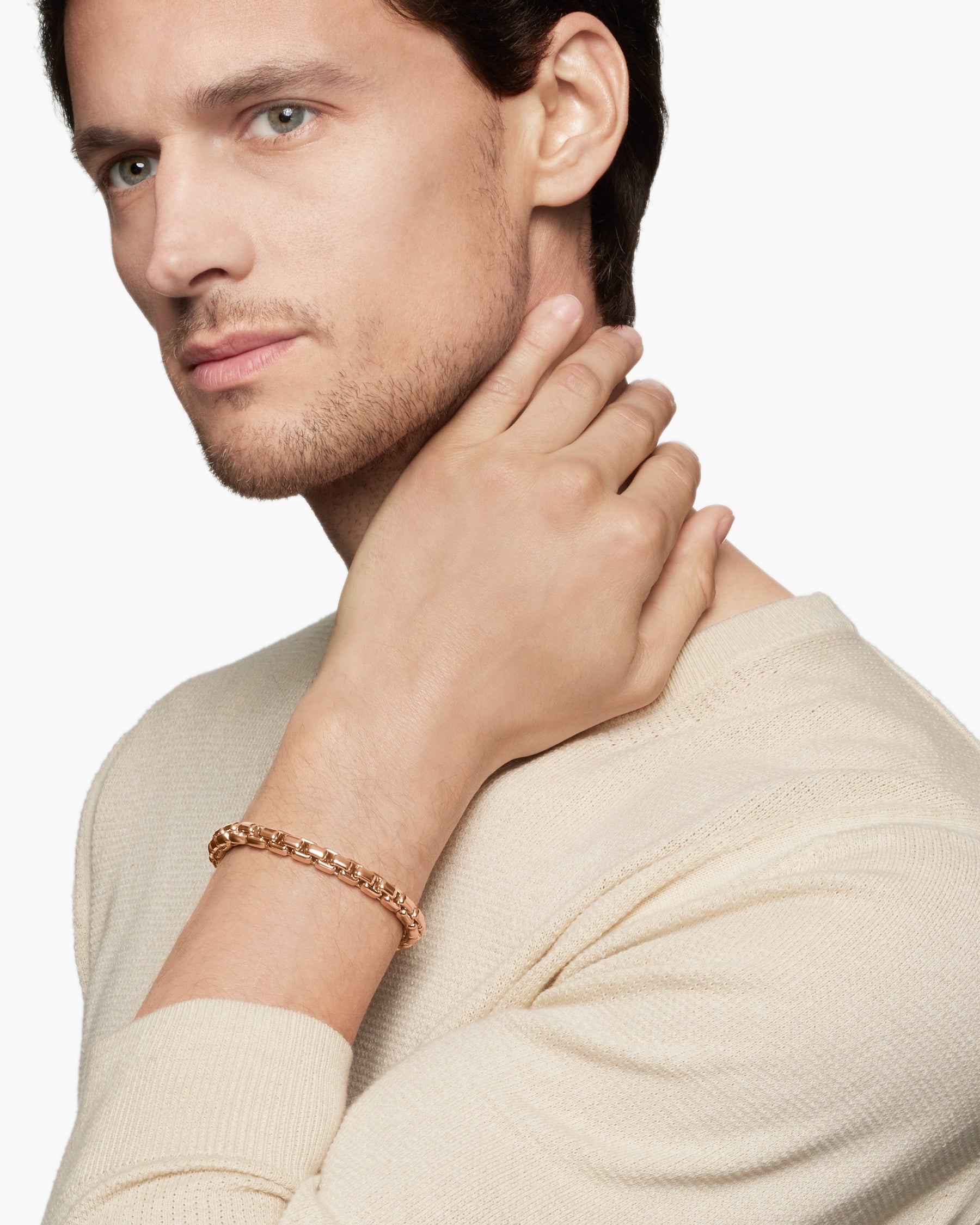 Alternative view of Box Chain Bracelet in 18K Rose Gold, 7.3mm