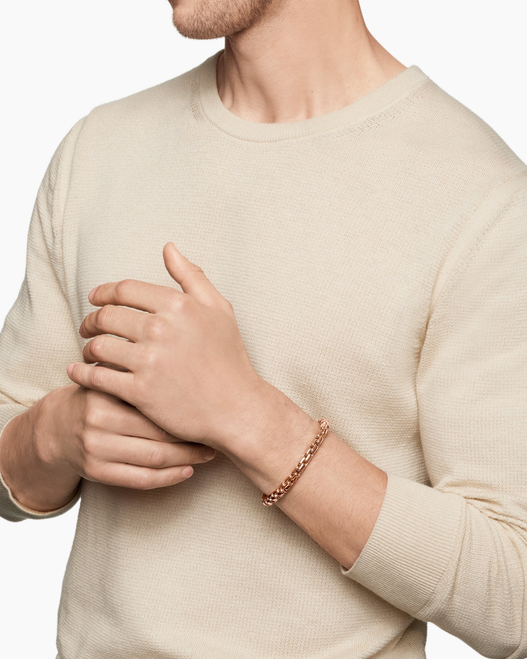 Box Chain Bracelet in 18K Rose Gold, 7.3mm - Image 8