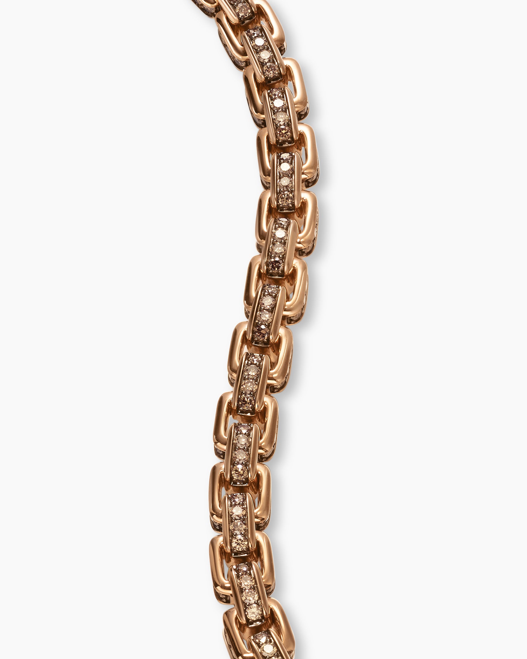 Box Chain Bracelet in 18K Rose Gold with Pavé Cognac Diamonds, 7.3mm - Image 6